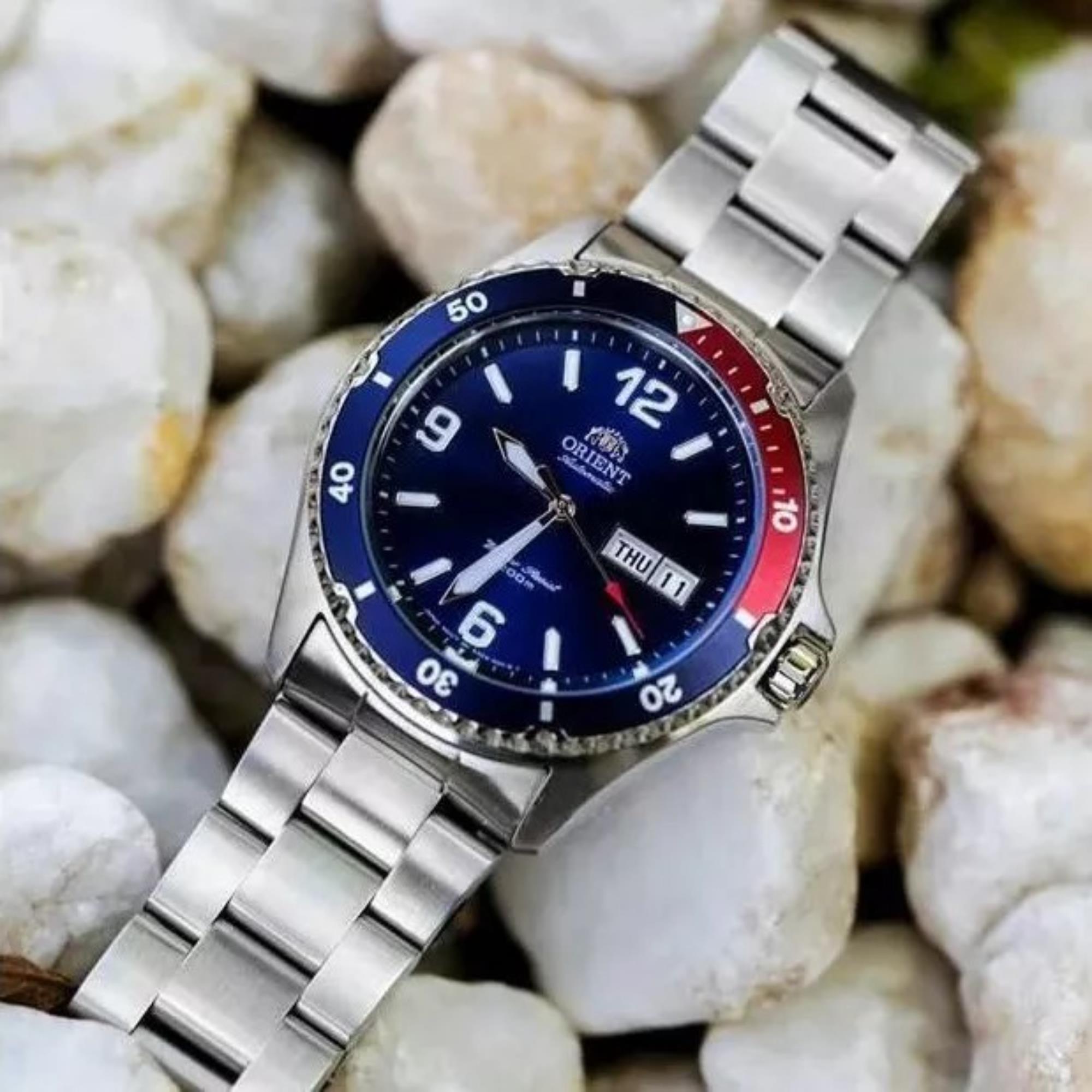 Orient Mako II Pepsi Automatic Blue Dial Steel Bracelet Men's Dive Watch FAA02009D9