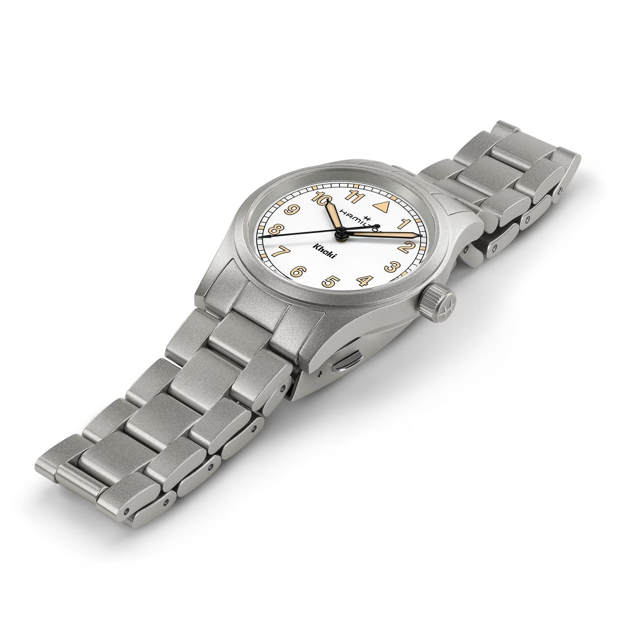 Hamilton Khaki Field Quartz White Dial Stainless Steel Strap Unisex Watch H69301110