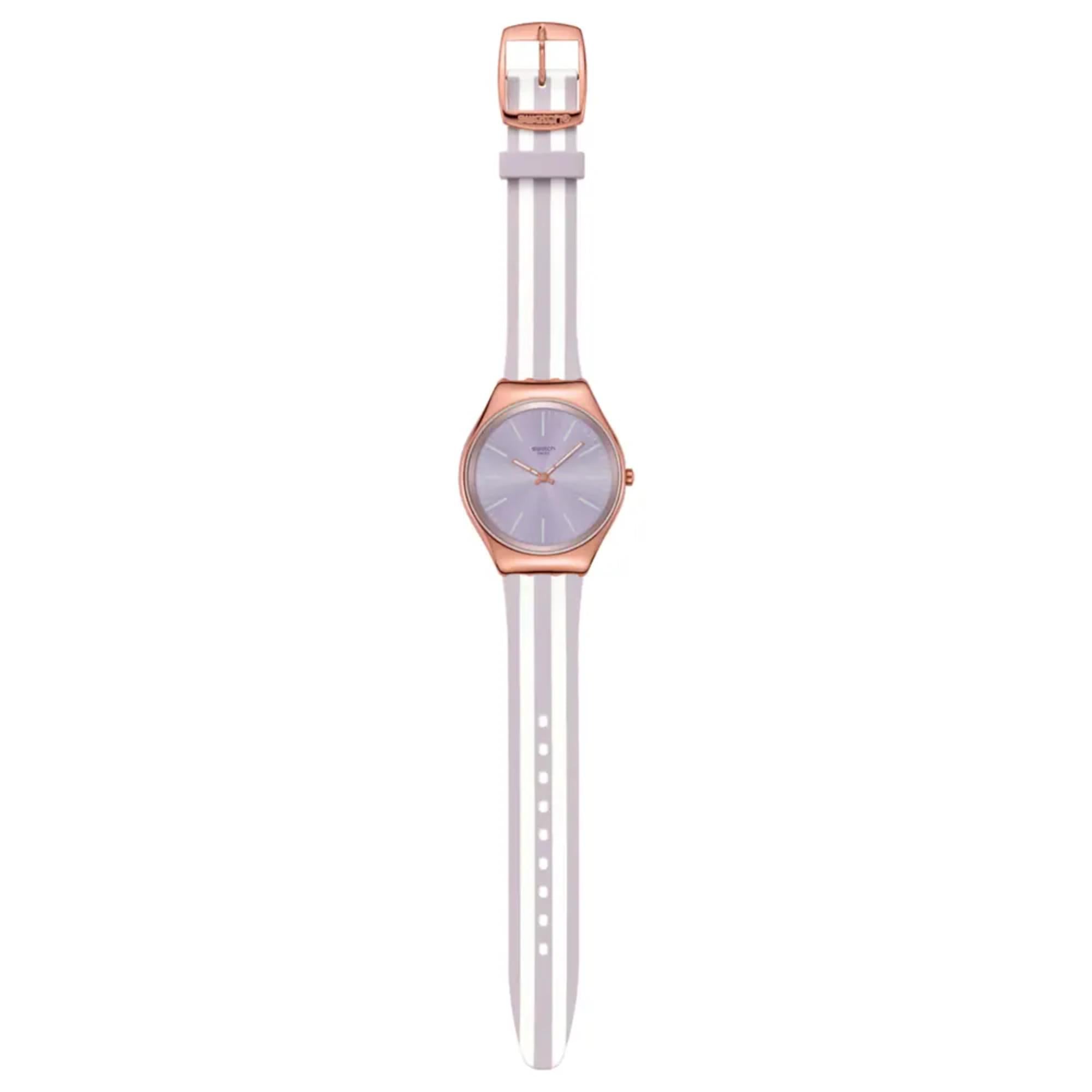 Swatch Skin Irony Simply Beachy Purple Dial Silicone Strap Unisex Watch SYXG130