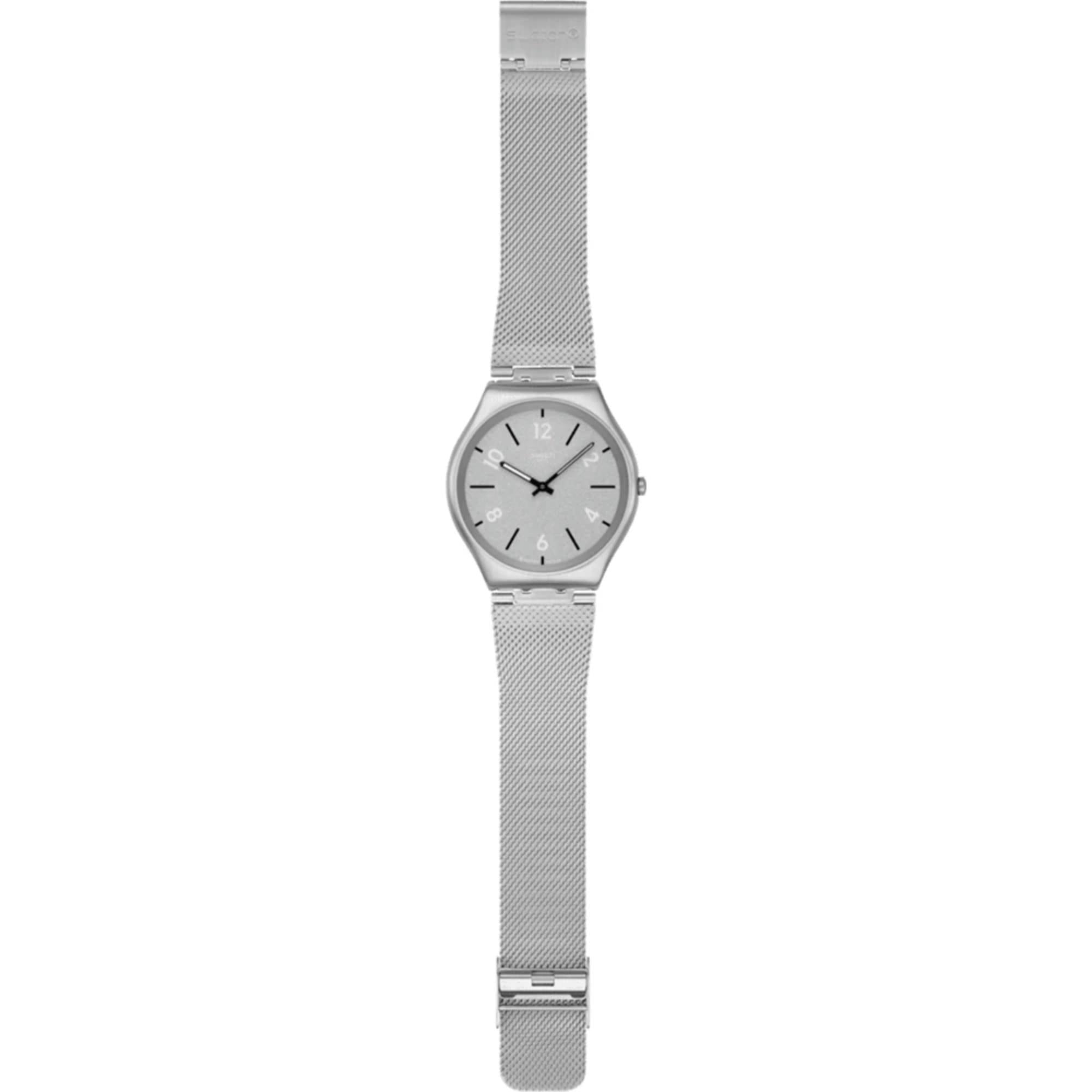 Swatch Skin Getting Meshy Grey Dial Steel Strap Unisex Watch SS07S152M