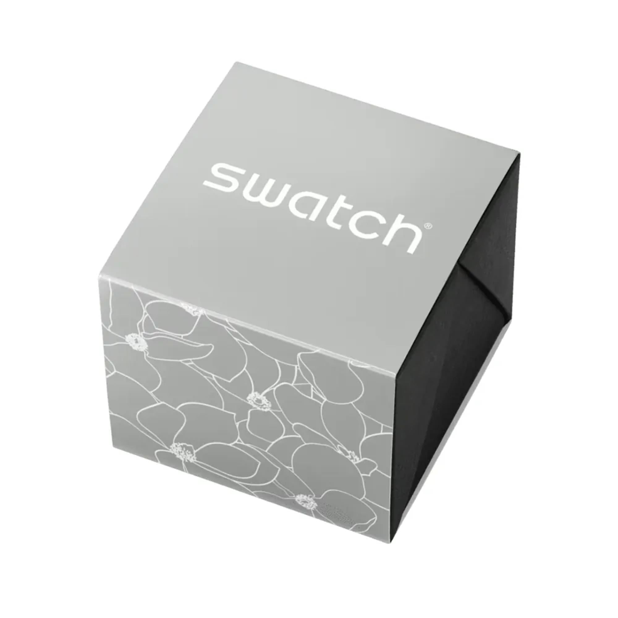 Swatch Petal Bliss Grey Dial Steel Strap Unisex Watch YLS237G