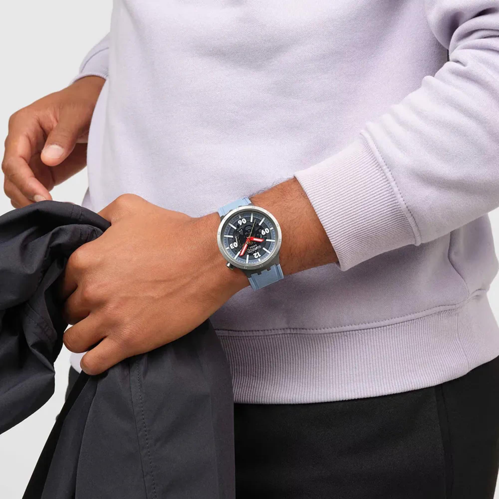 Swatch Big Bold Moment Blue Dial Silicone Strap Unisex Watch SB07S122