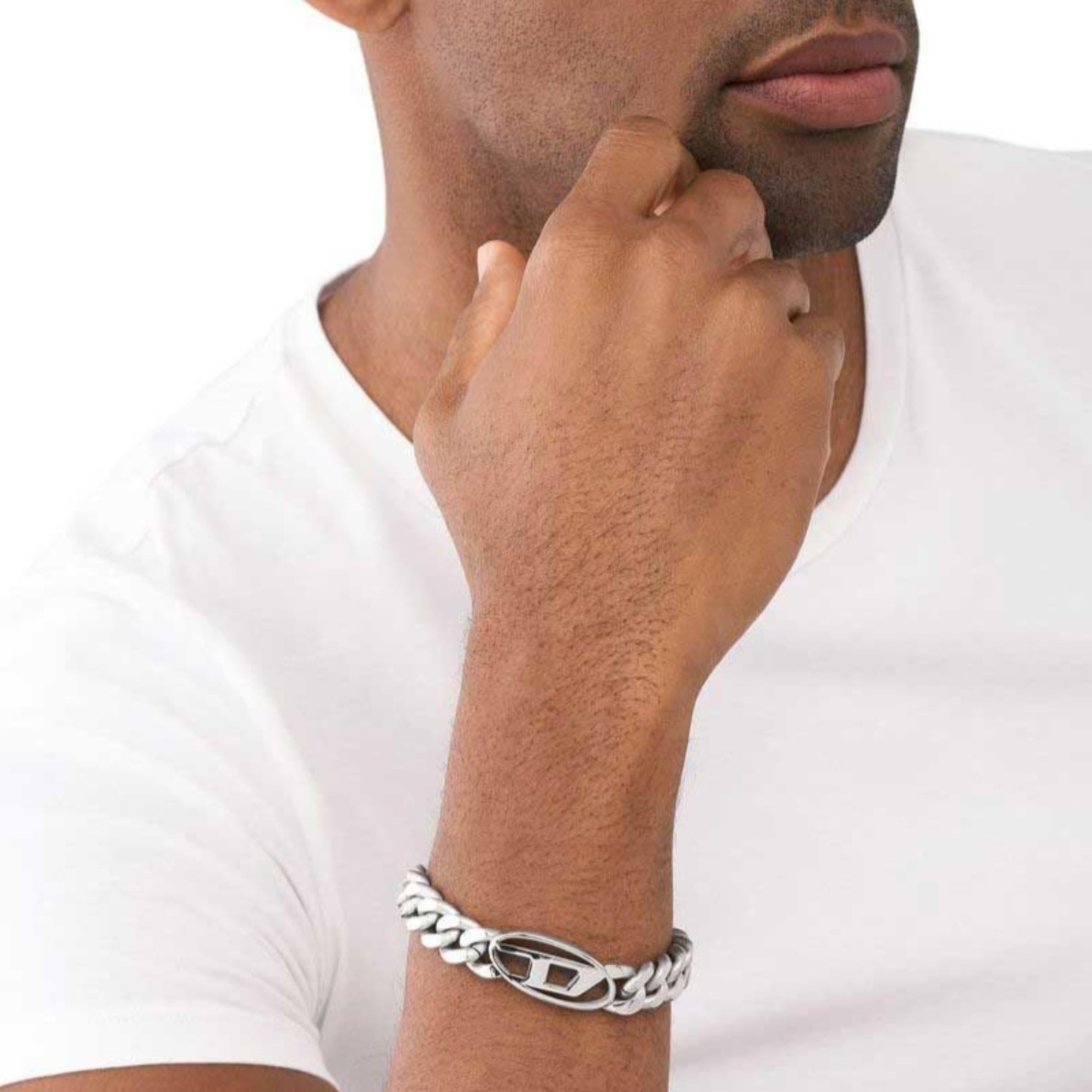 Diesel D Logo Stainless Steel Chain Men's Bracelet DX1432040