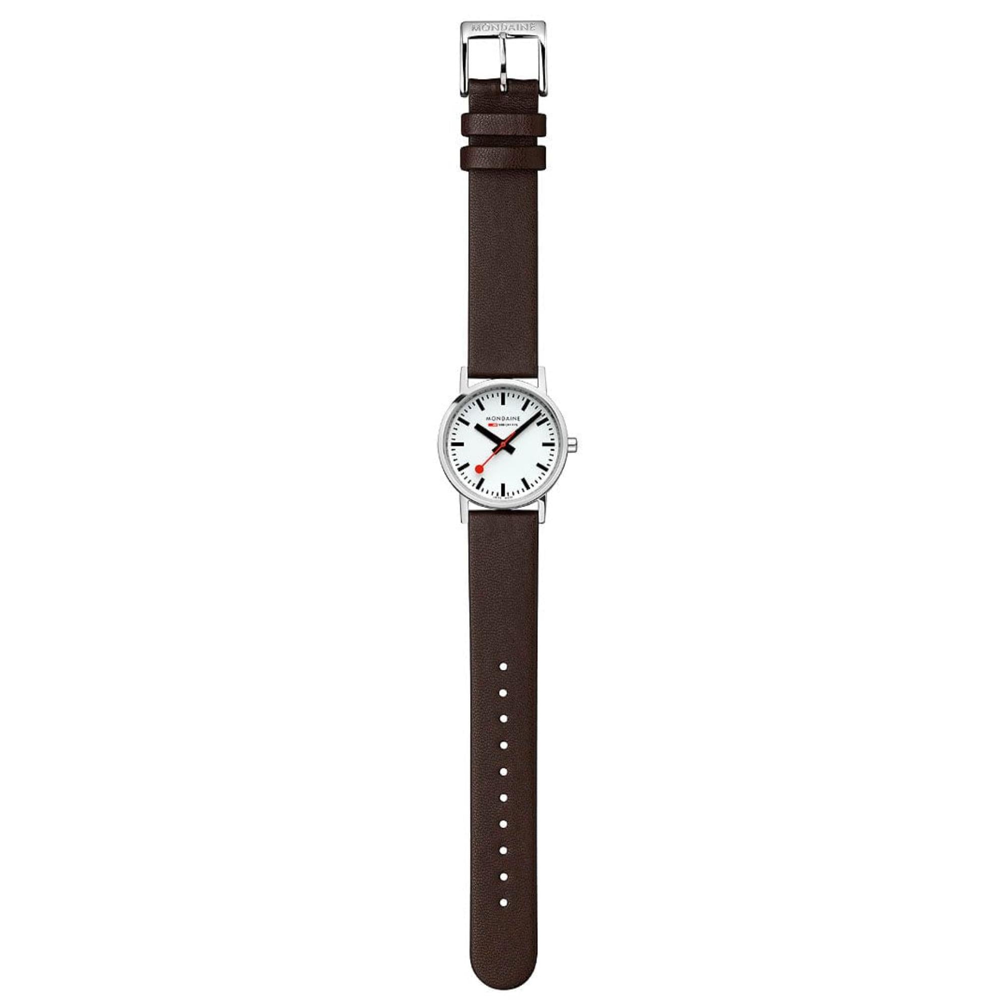 Mondaine Classic Quartz White Dial Brown Vegan Leather Women's Watch A658.30323.11SBGV