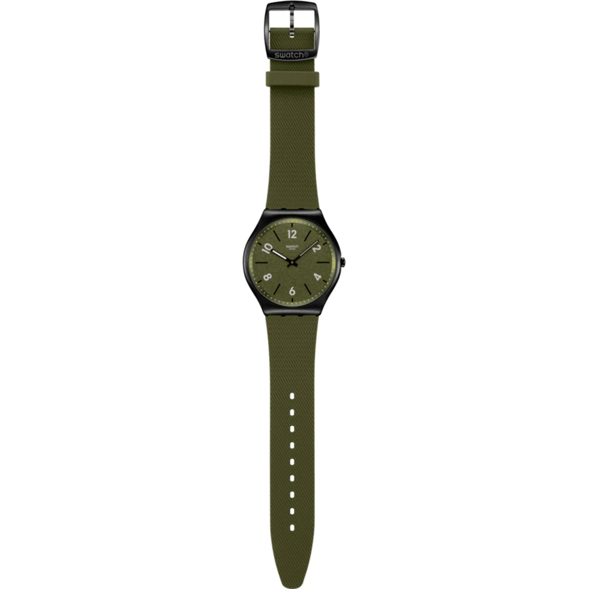 Swatch Skin Hint of Pine Green Dial Rubber Strap Unisex Watch SS07B115
