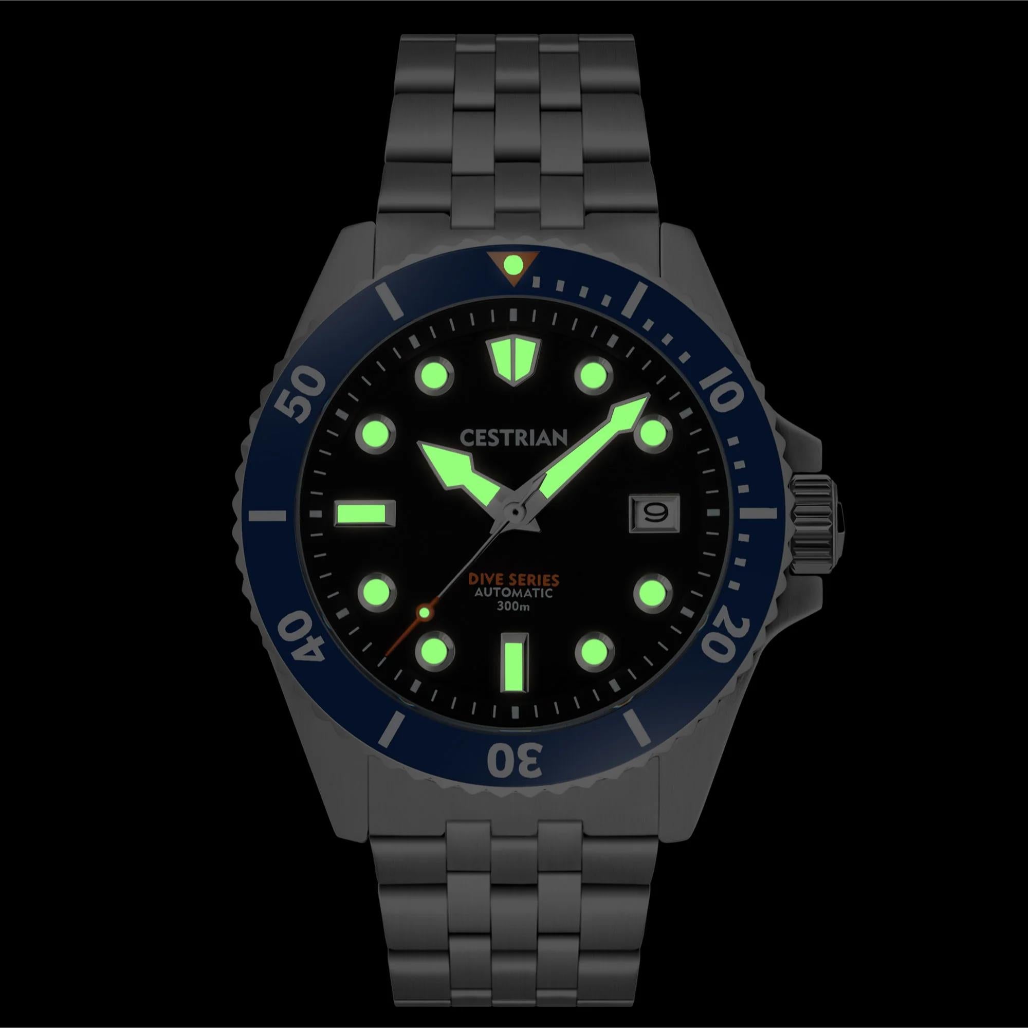 Cestrian Dive Series V2 Black Dial Steel Strap Men's Watch CD111B0772-SIL