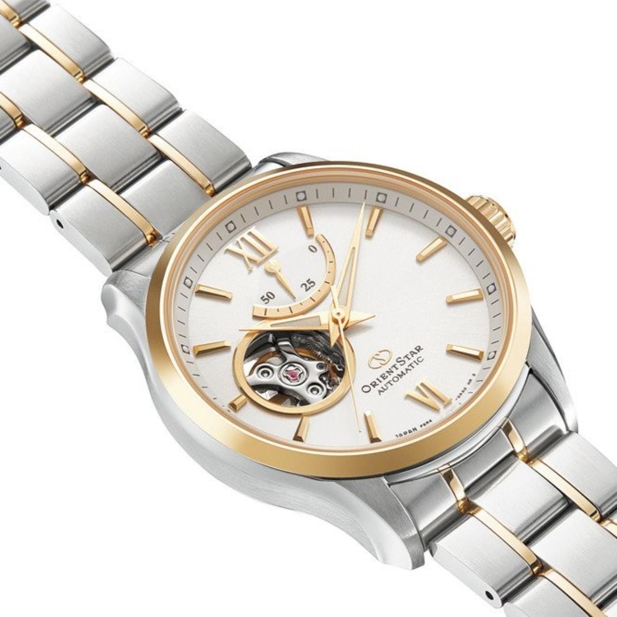 Orient Star Contemporary 39mm Open Heart Power Reserve White Dial Steel Mens Automatic Watch RE-AT0004S00B