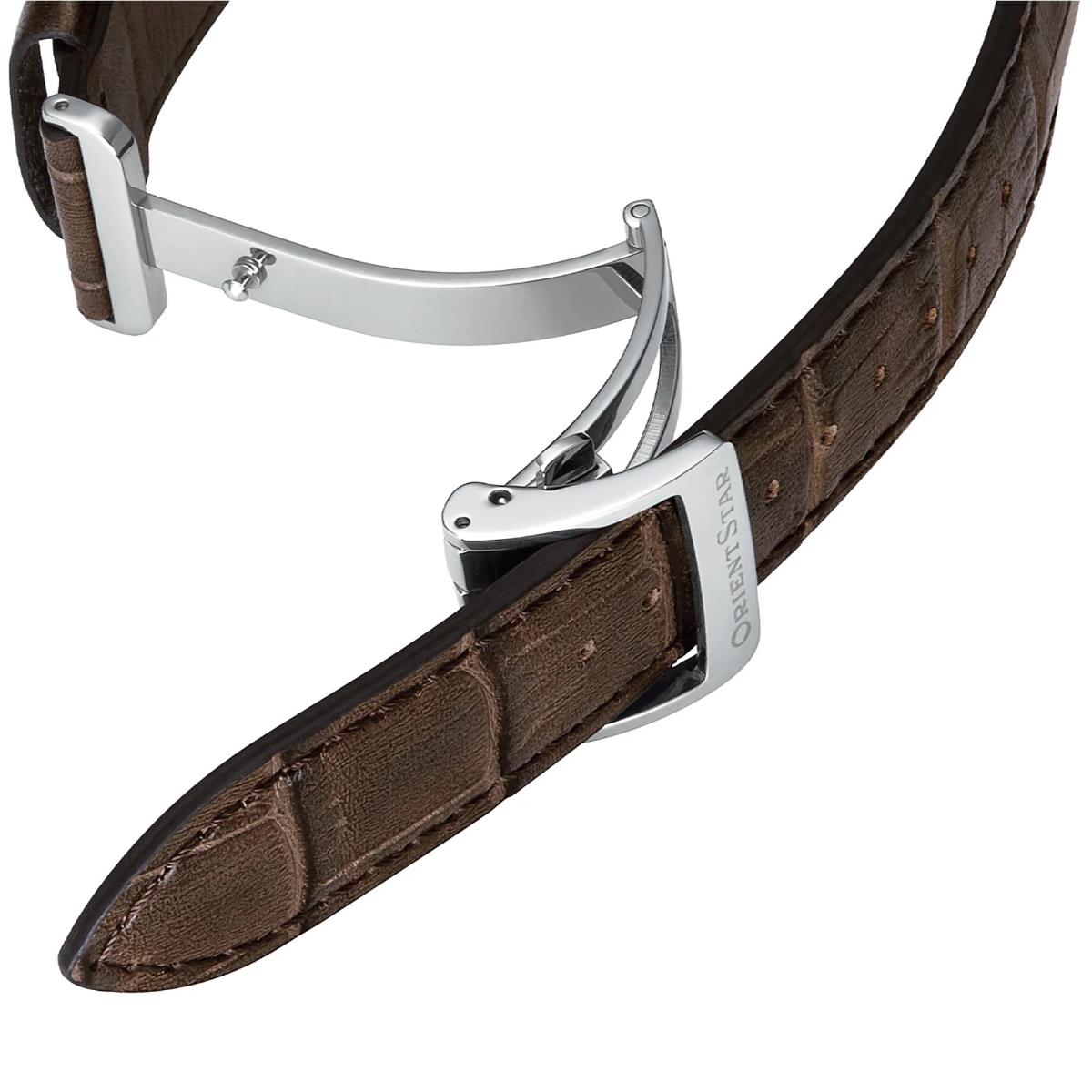 Orient Star Contemporary 41mm Semi-Skeleton Brown Dial Leather Mens Mechanical Watch RE-AV0006Y00B