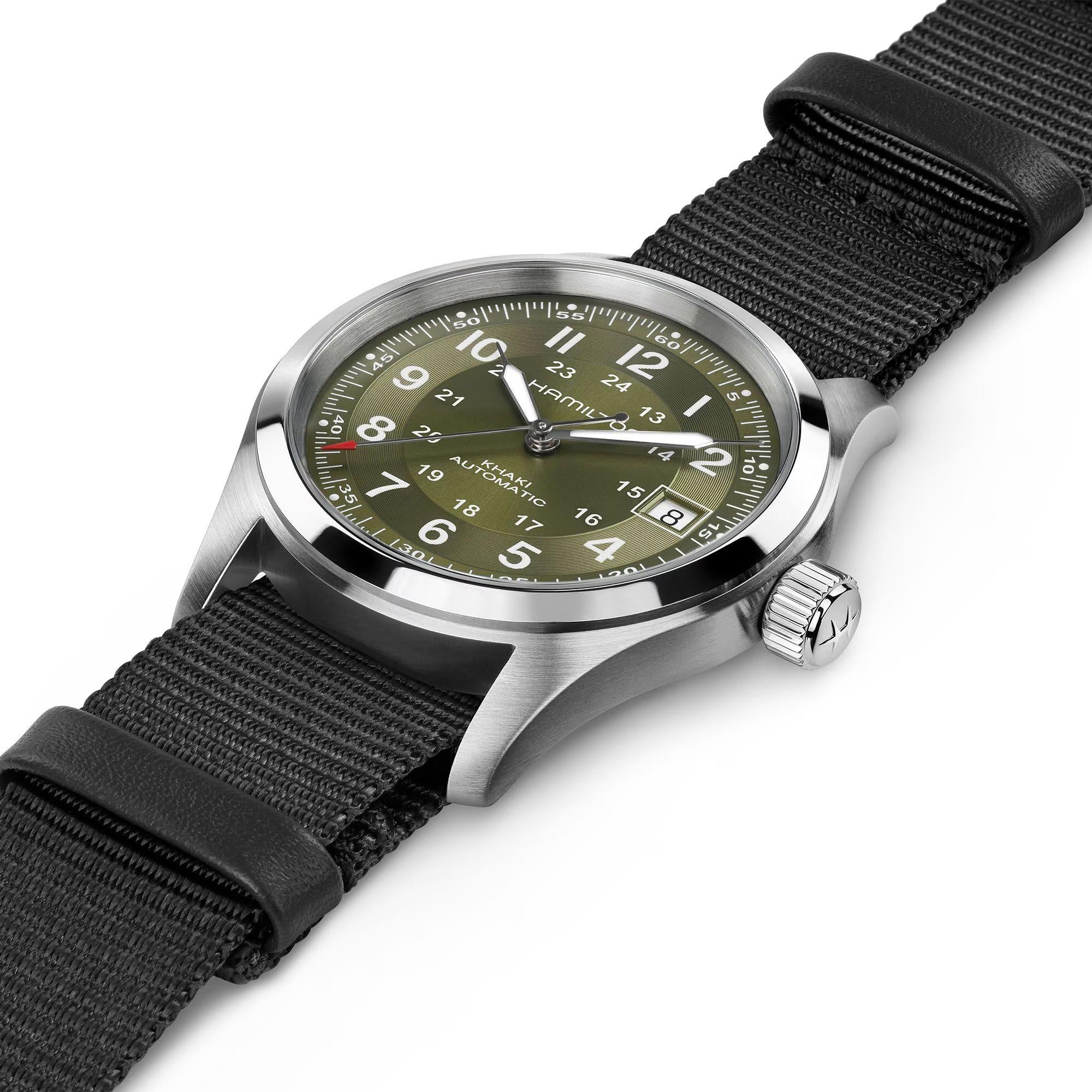 Hamilton Khaki Field Automatic Green Dial NATO Strap Watch H70455960
