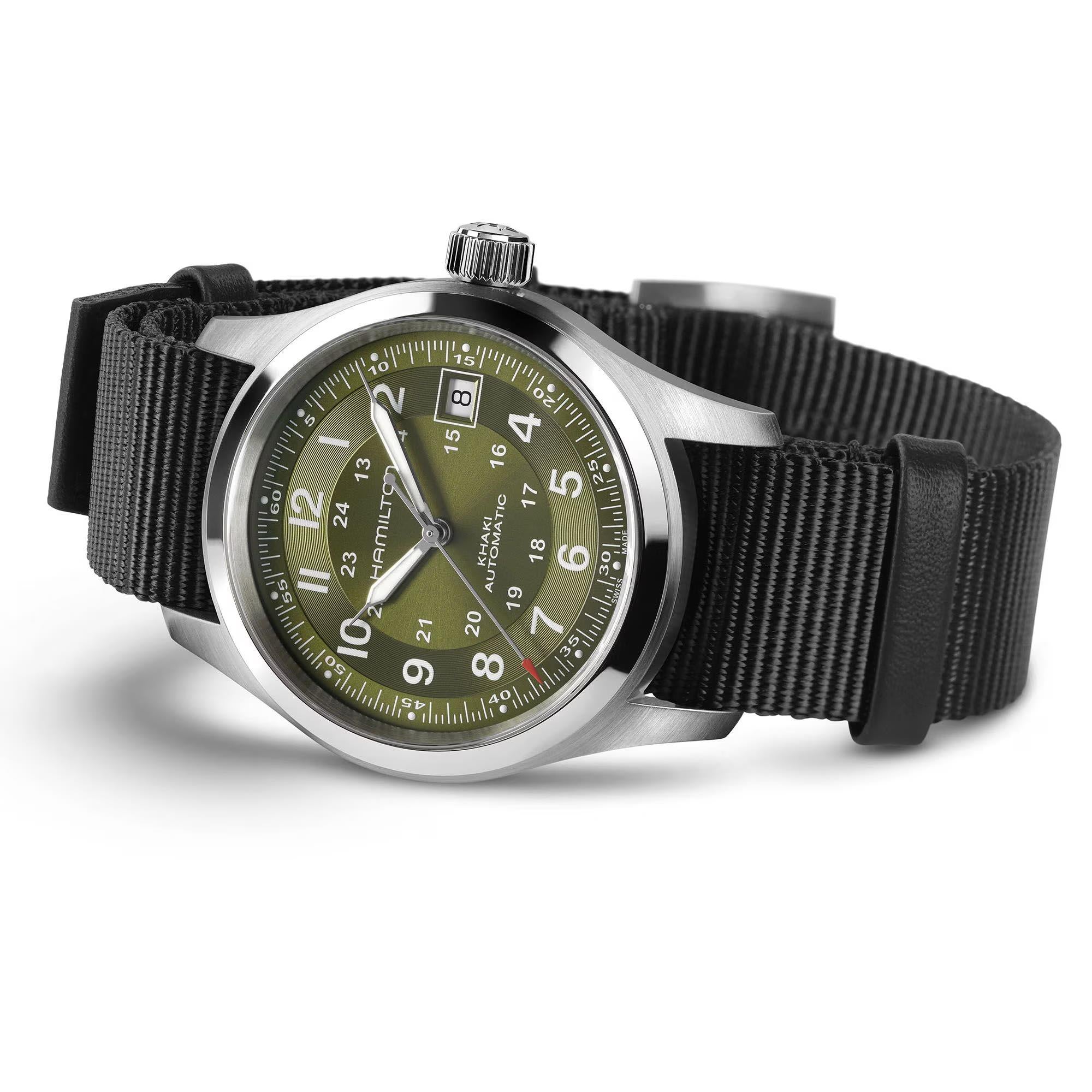 Hamilton Khaki Field Automatic Green Dial NATO Strap Unisex Watch H70455960