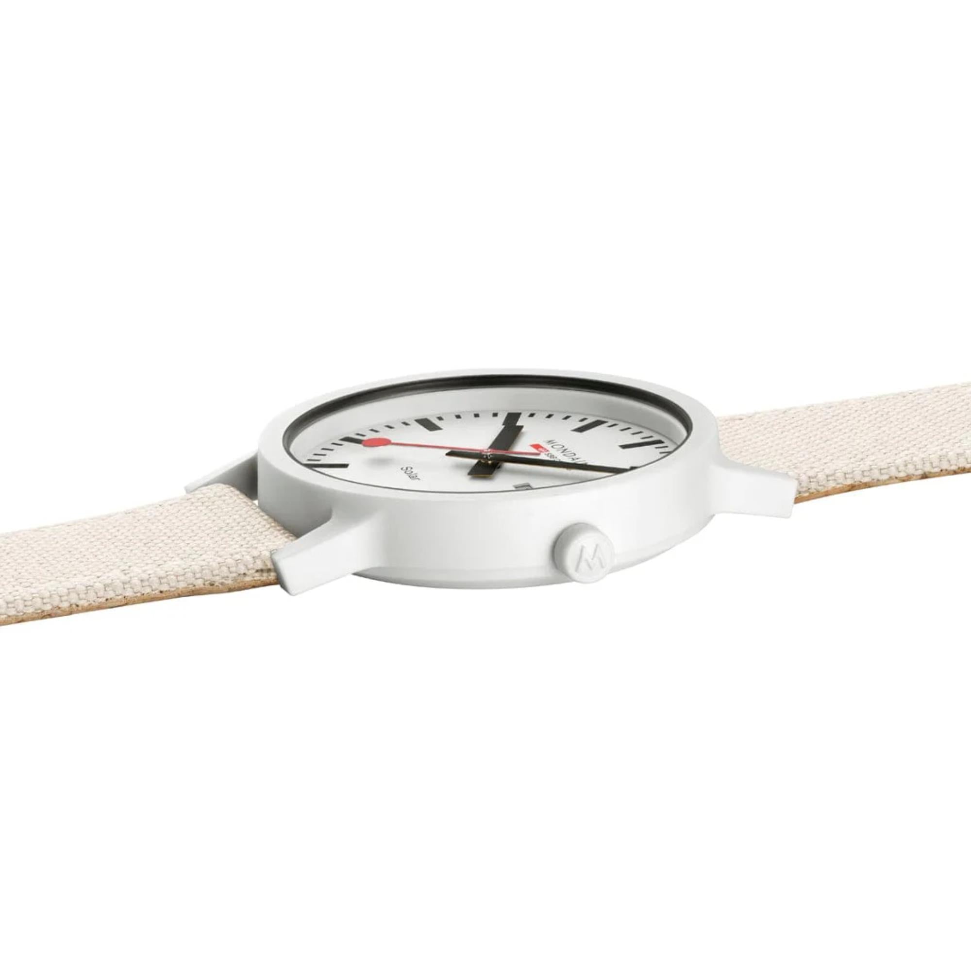 Mondaine Essence Solar White Dial PET Textile Strap Unisex Watch MS1.41910.LA