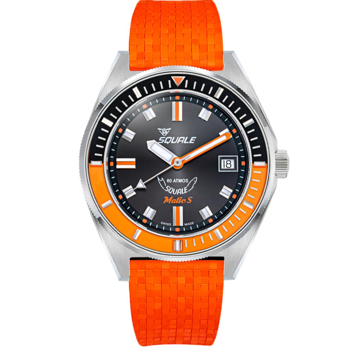 Squale Matic S Black Dial Mosaic Rubber Men's Watch MATICBKOBK.MROR