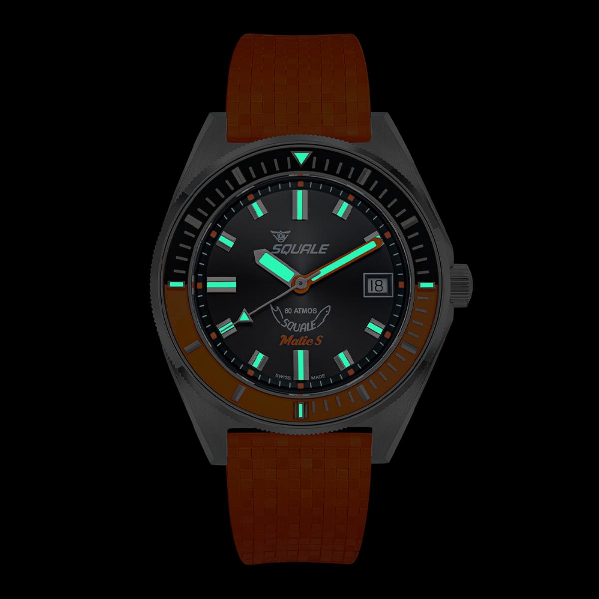 Squale Matic S Black Dial Mosaic Rubber Men's Watch MATICBKOBK.MROR