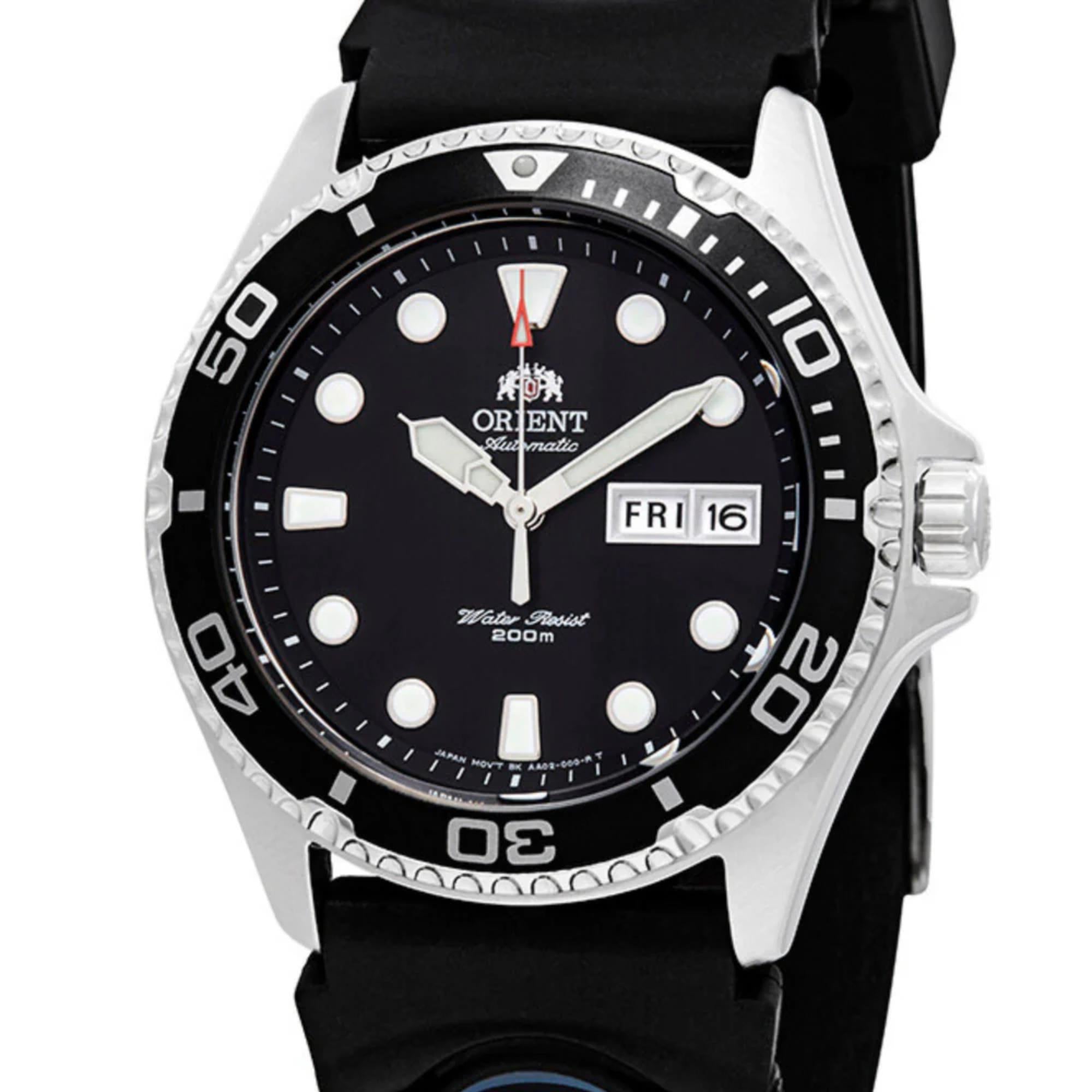 Orient Ray II Automatic Black Dial  Rubber Strap Men’s Dive Watch TAA02007B9