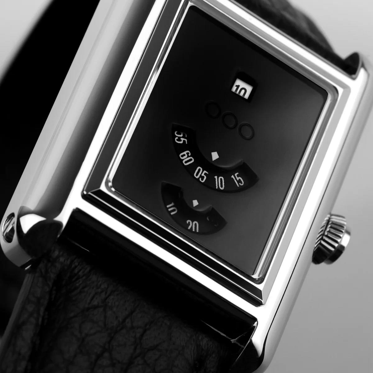 Out Of Order Forma Venti Jumphour Automatic Lacquered Black Dial Leather Strap Watch F20BLK.316