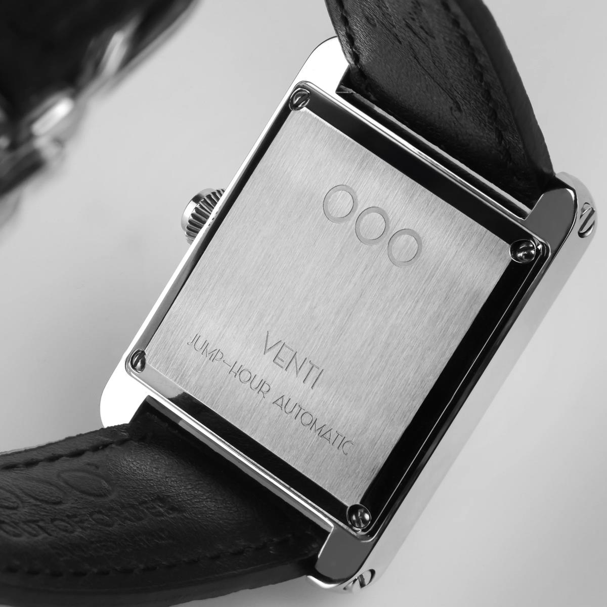 Out Of Order Forma Venti Jumphour Automatic Lacquered Black Dial Leather Strap Watch F20BLK.316