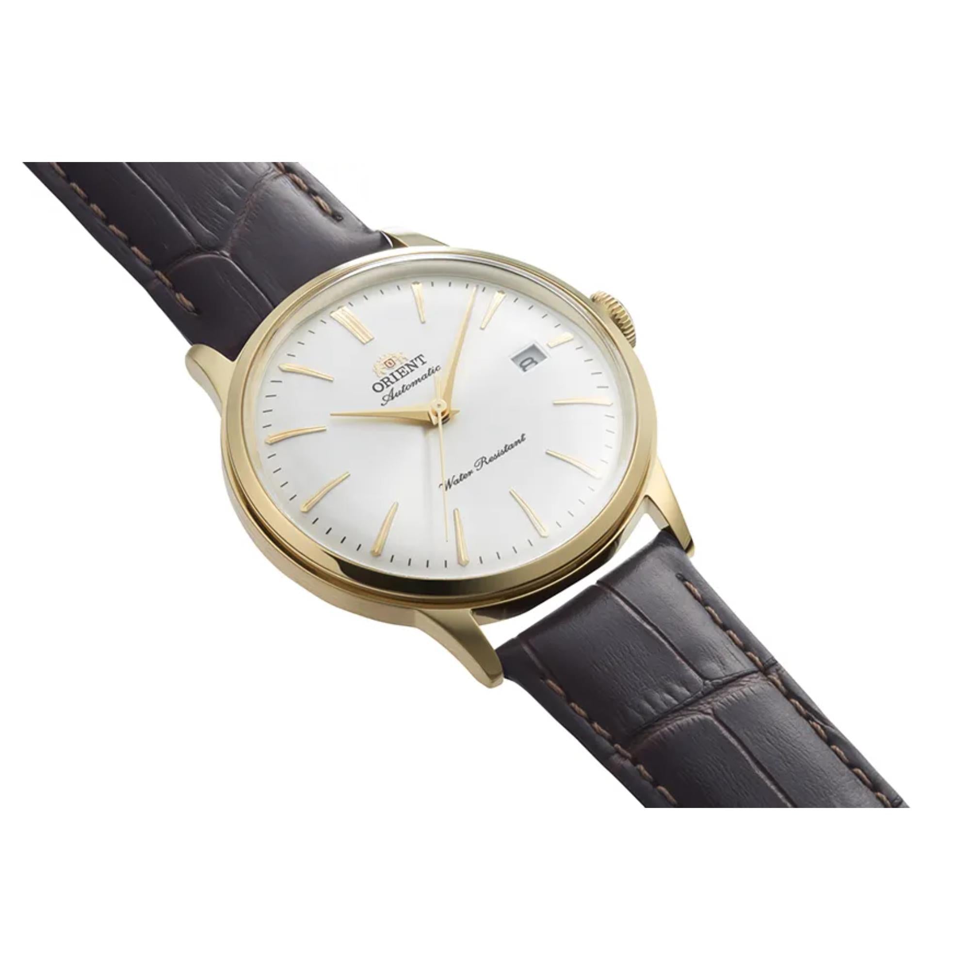 Orient Bambino Classic Vintage Style White Dial Leather Strap Men's Dress Watch RA-AC0028S30B
