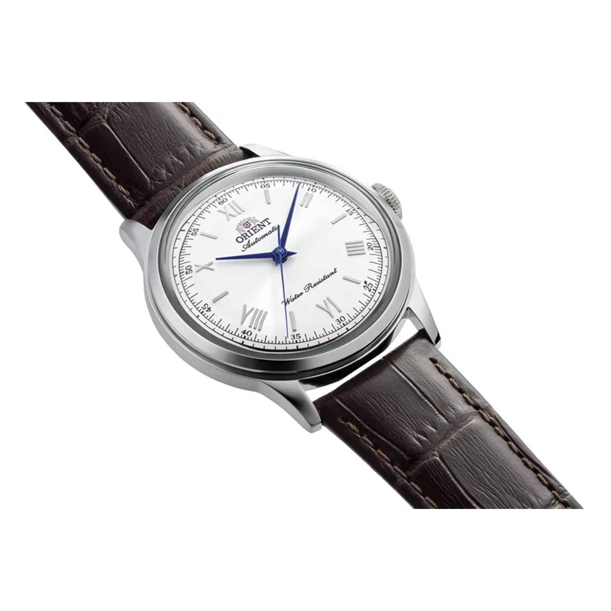 Orient Bambino Classic Vintage Style White Dial Leather Strap Men's Dress Watch RA-BB0002S30B