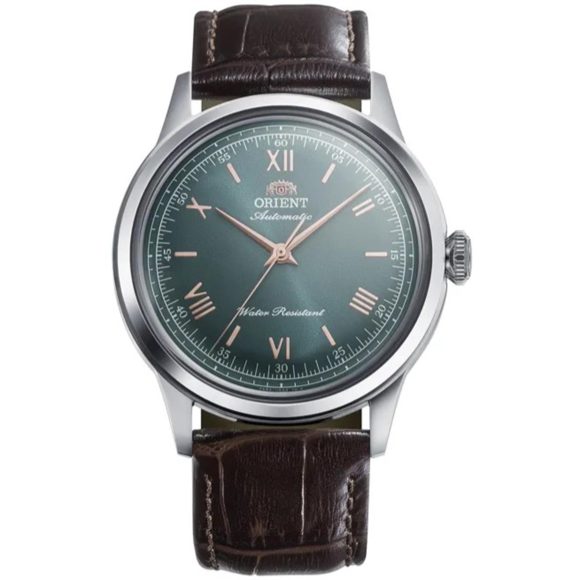 Orient Bambino Classic Vintage Style Green Dial Leather Strap Men's Dress Watch RA-BB0001E30B
