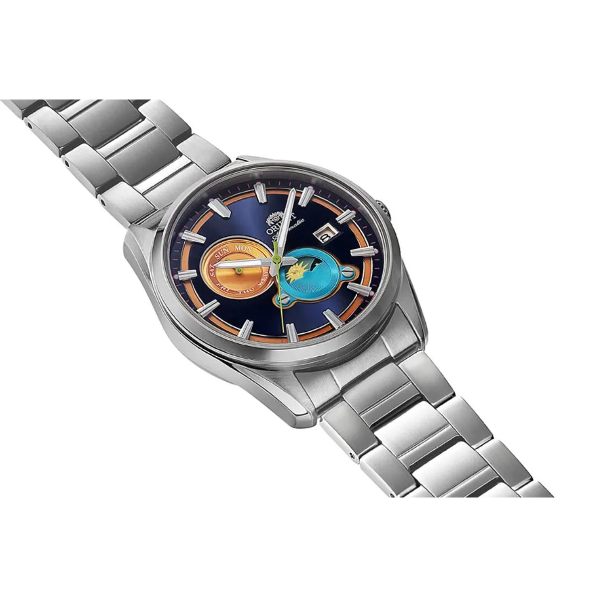 Orient Stretto Sun & Moon Limited Edition Multi-Coloured Dial Steel Strap Men's Watch RA-AK0316L30B
