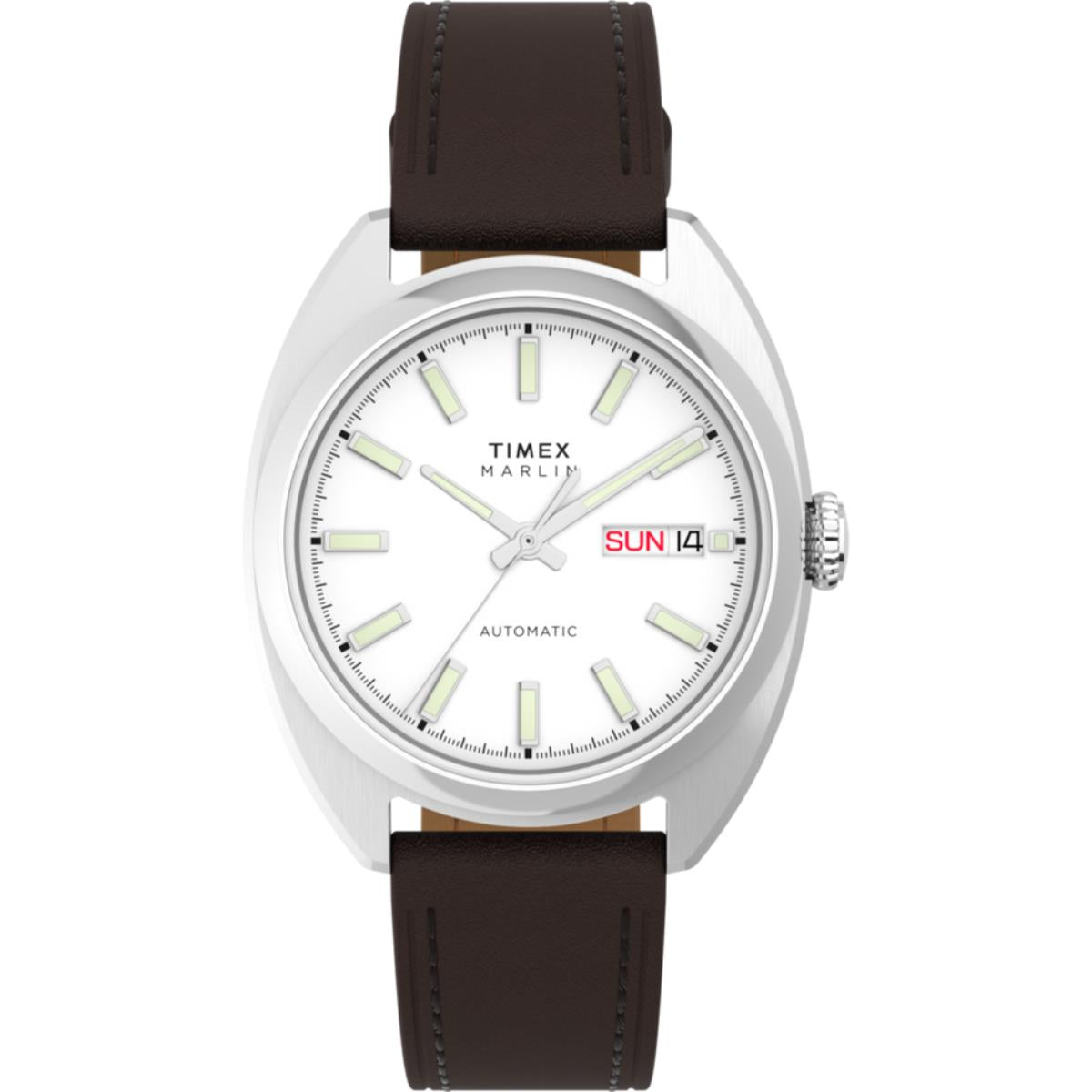 Timex Marlin Draper Automatic Silver-Tone Dial Leather Strap Men's Watch TW2Y65200
