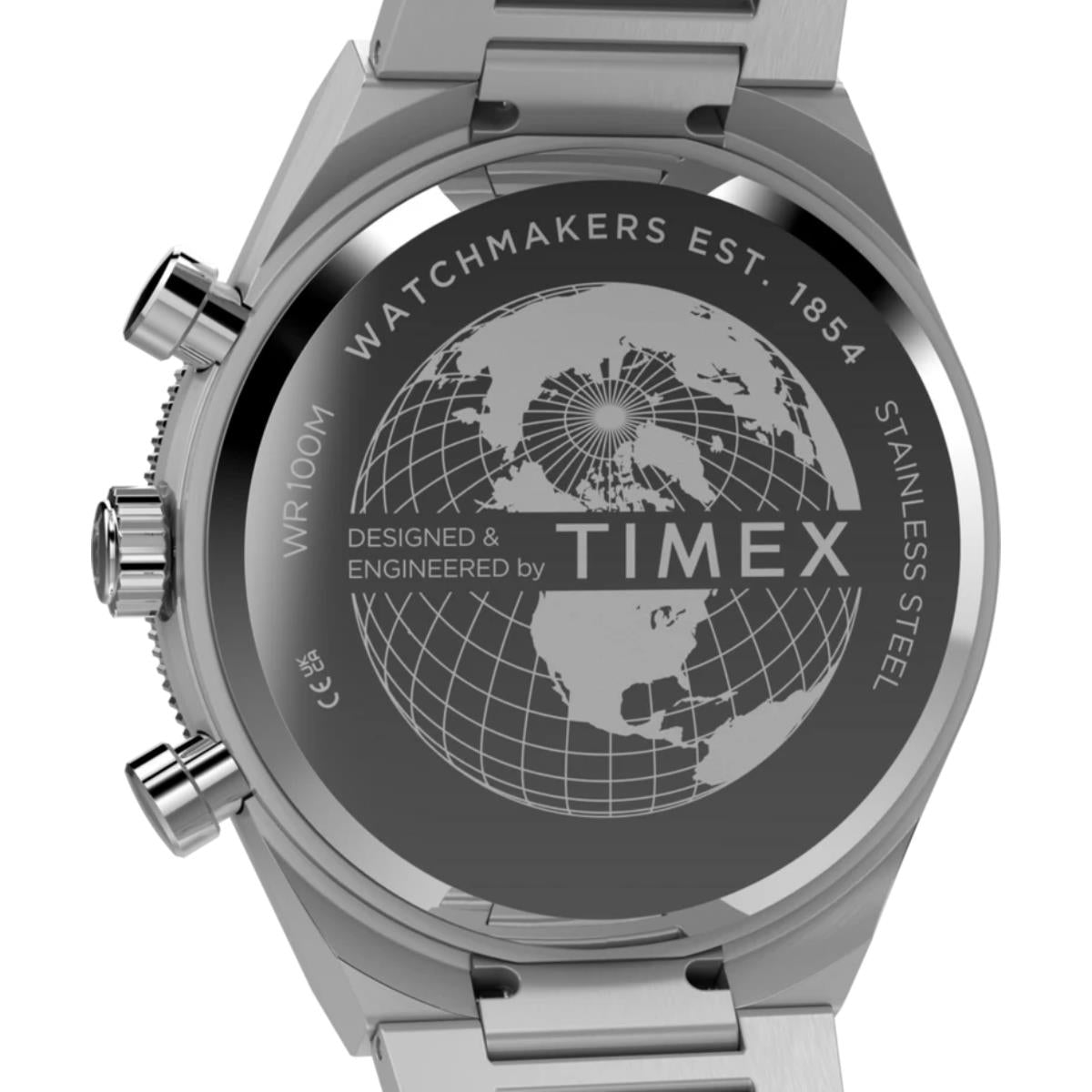 Timex Q Continental Chronograph White Dial Steel Strap Men's Watch TW2Y55800