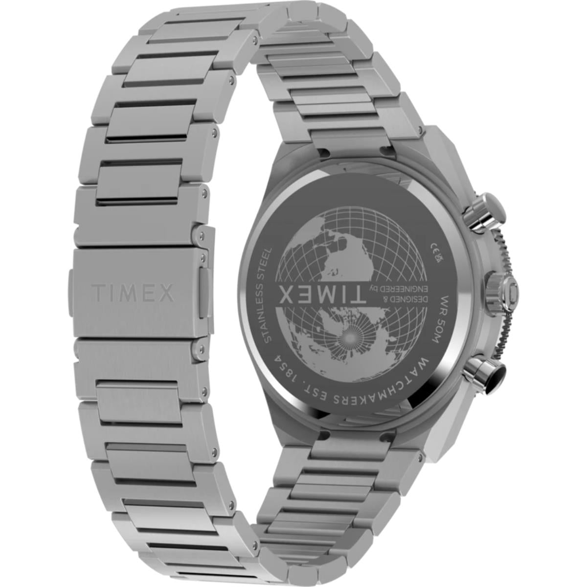Timex Q Continental Chronograph White Dial Steel Strap Men's Watch TW2Y55800