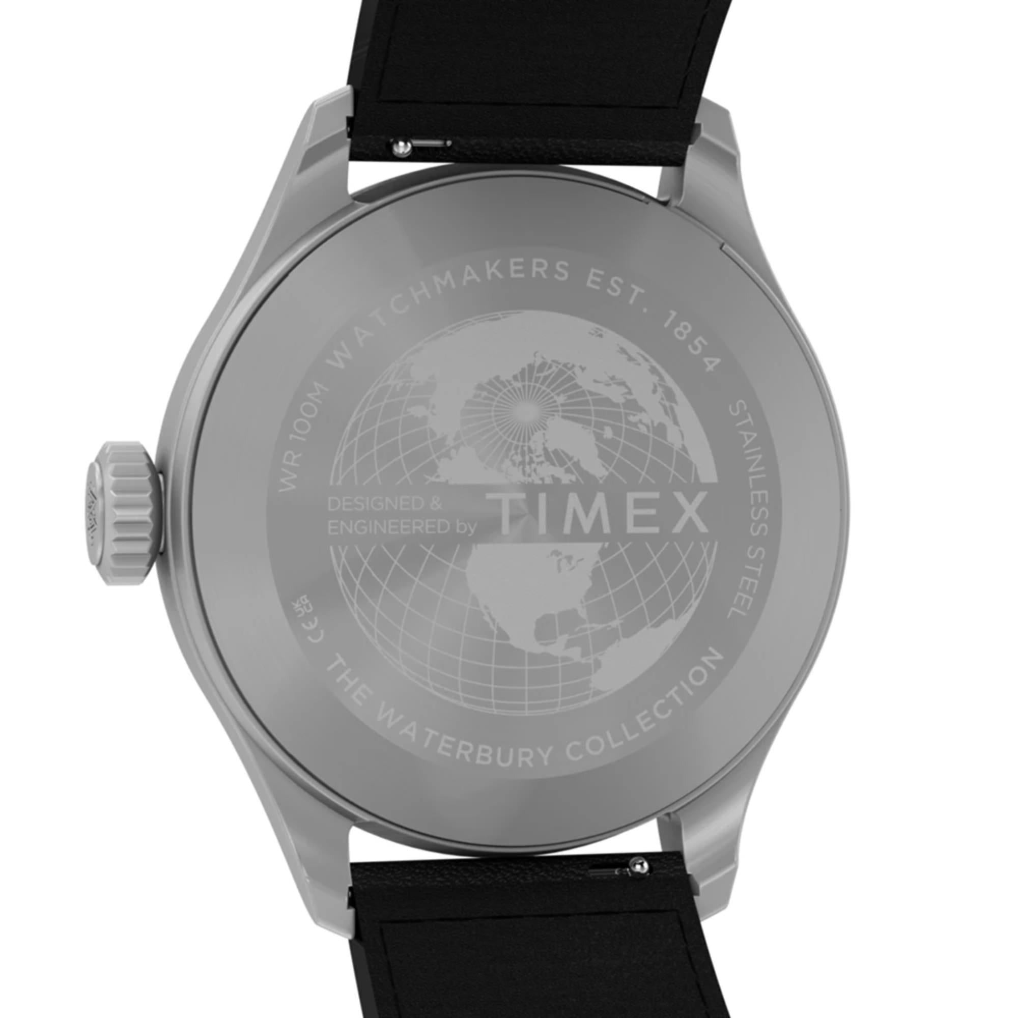 Timex Waterbury Ace Quartz Black Dial Leather Strap Men's Watch TW2Y70400