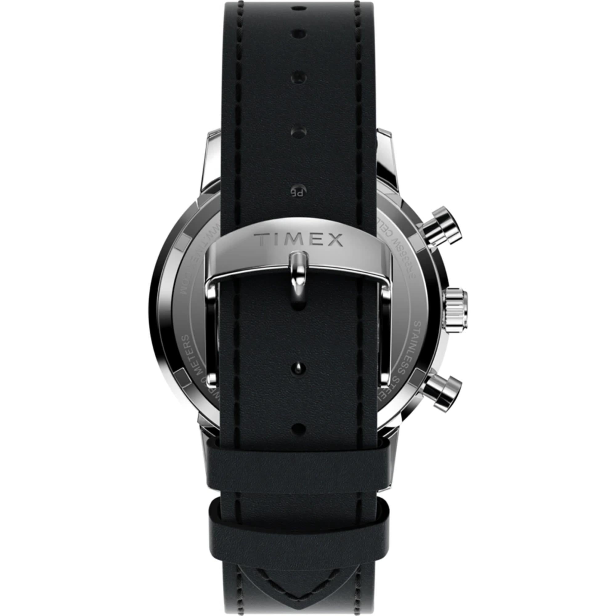 Timex Peanuts Marlin Chronograph Joe Cool Black Dial Leather Strap Men's Watch TW2Y48500