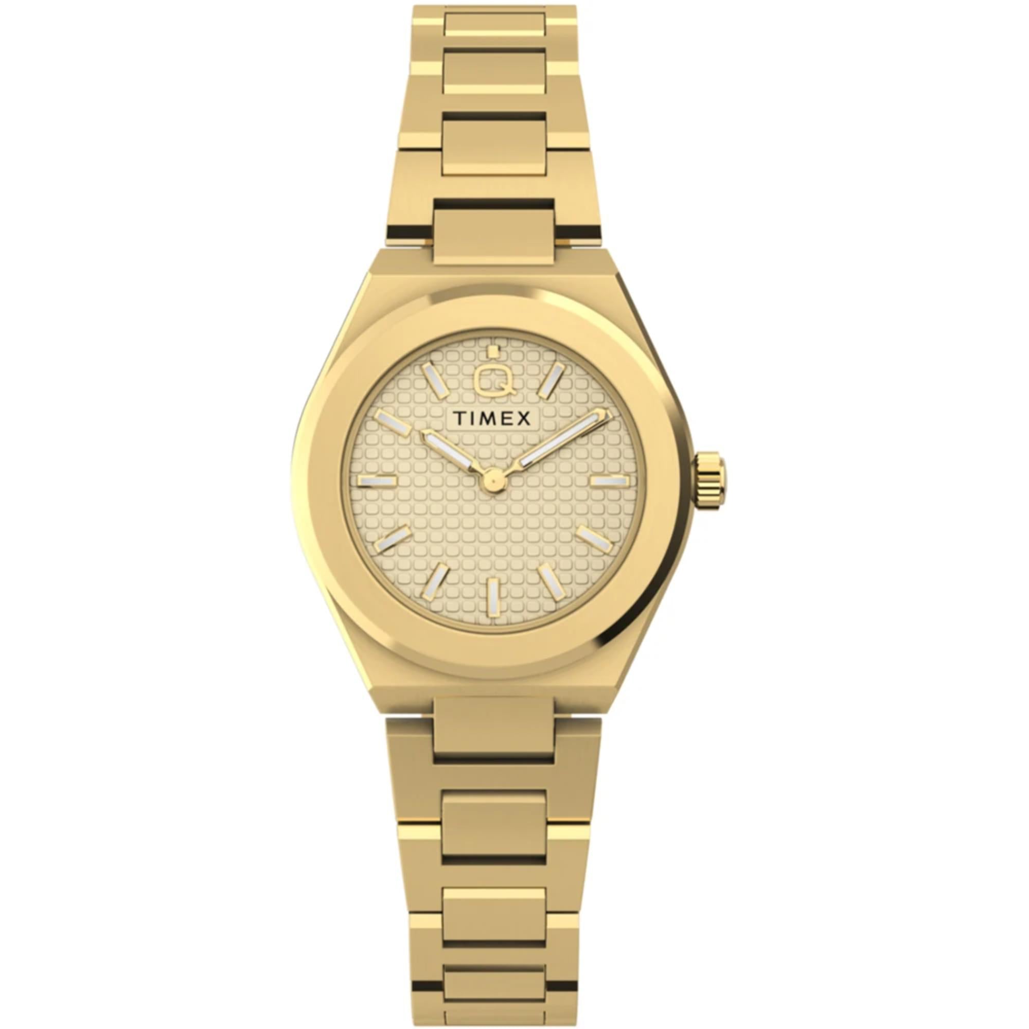 Timex Q Continental Mini Quartz Gold Dial Steel Strap Women's Watch TW2Y68300