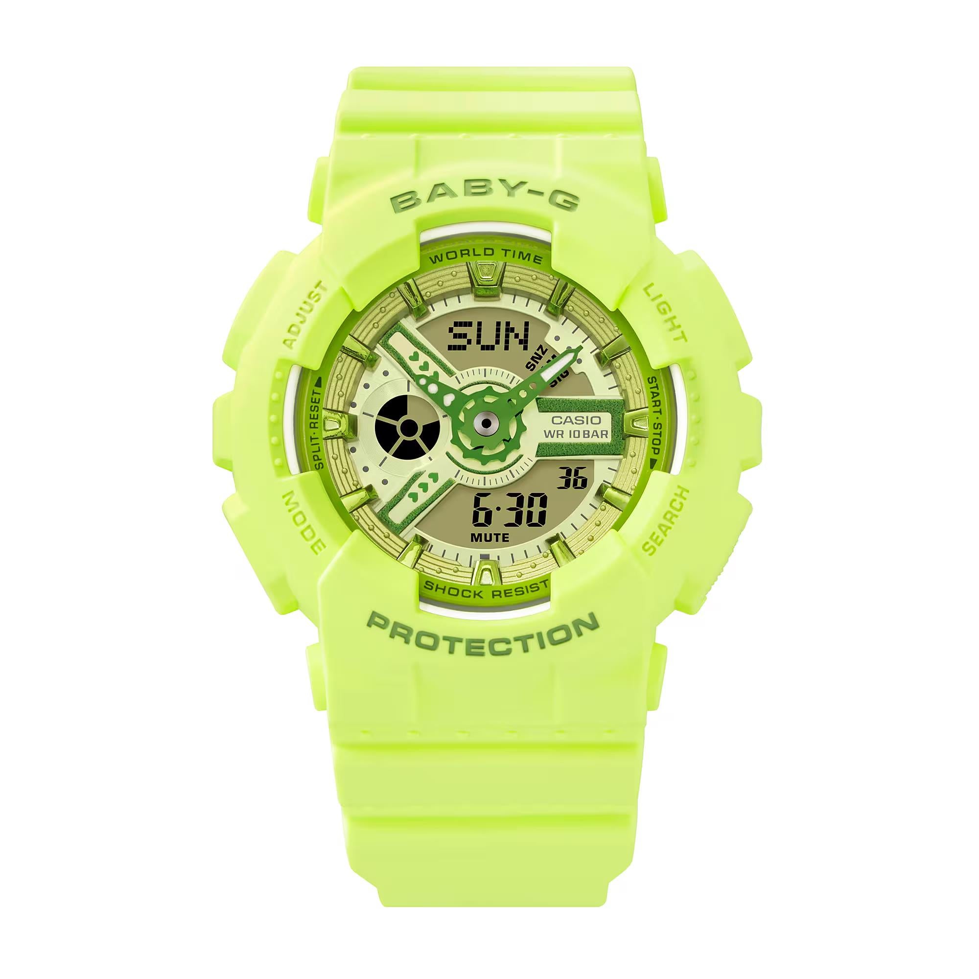 Casio Baby-G Green Digi-Analogue Resin Strap Women's Watch BA-110YK-3AER