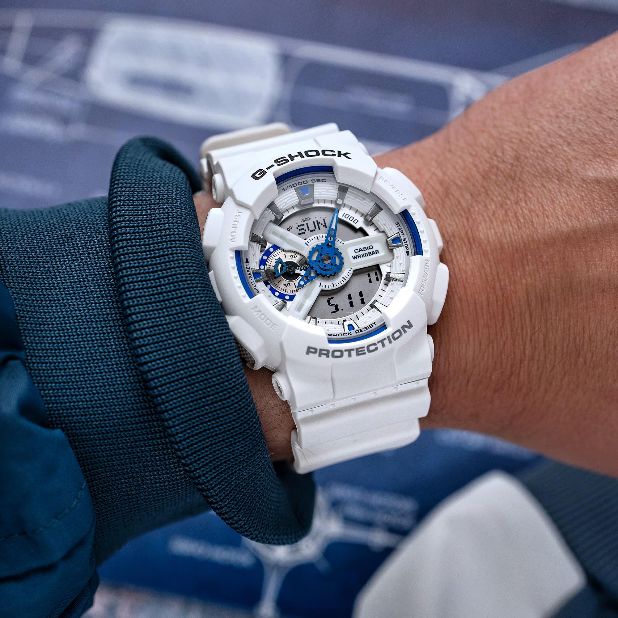 Casio G-Shock White Digital-Analogue Resin Strap Watch GA-110HDS-7AER