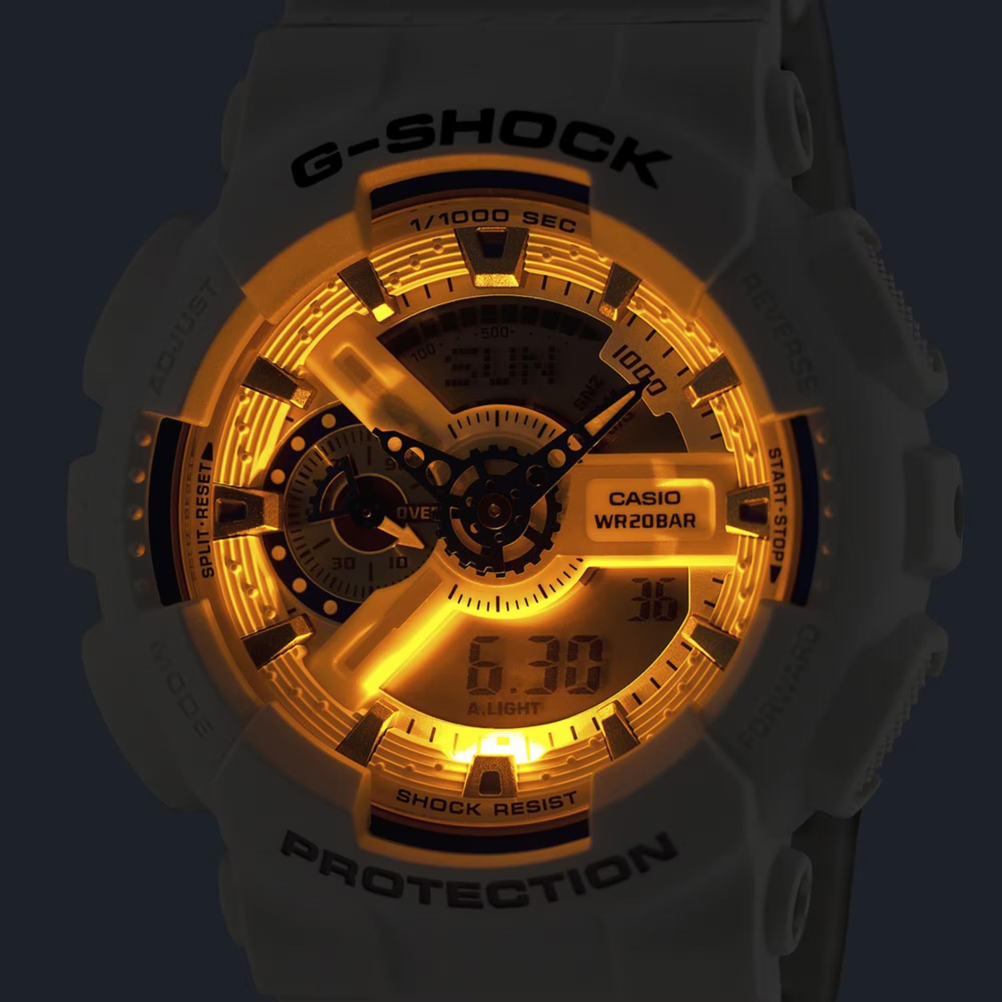 Casio G-Shock White Digital-Analogue Resin Strap Watch GA-110HDS-7AER