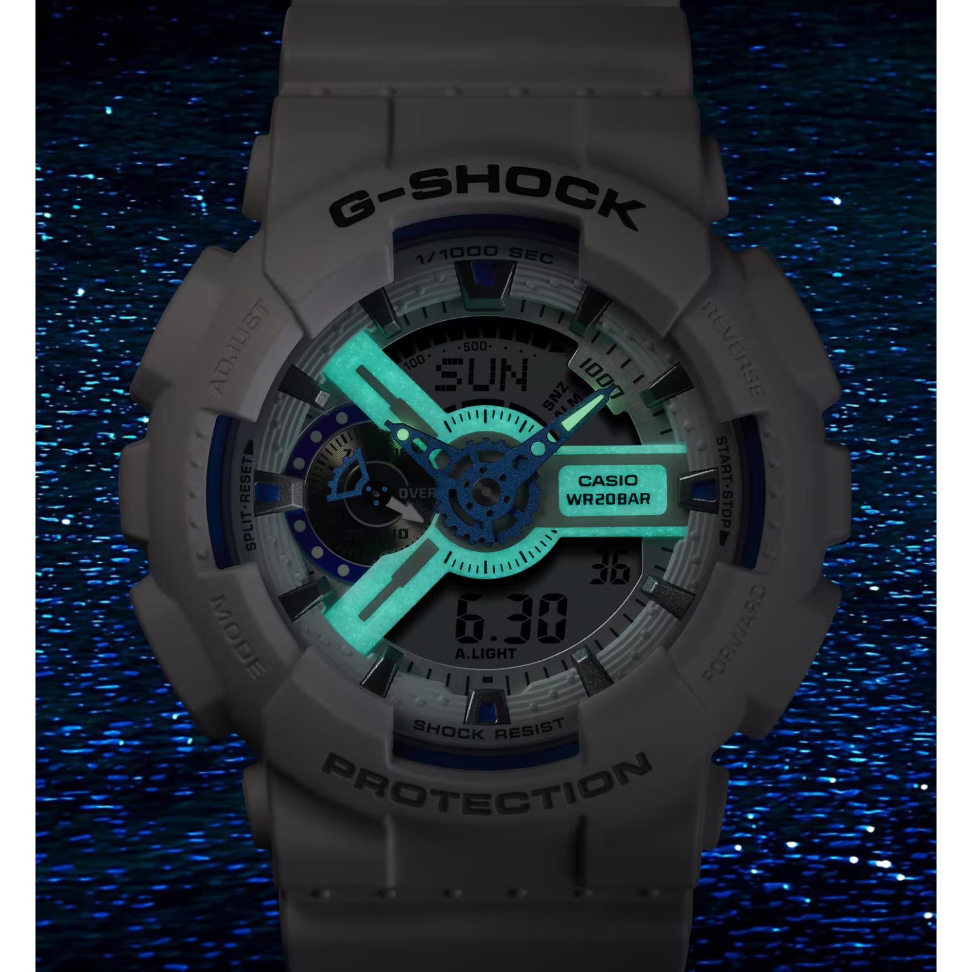 Casio G-Shock White Digital-Analogue Resin Strap Watch GA-110HDS-7AER
