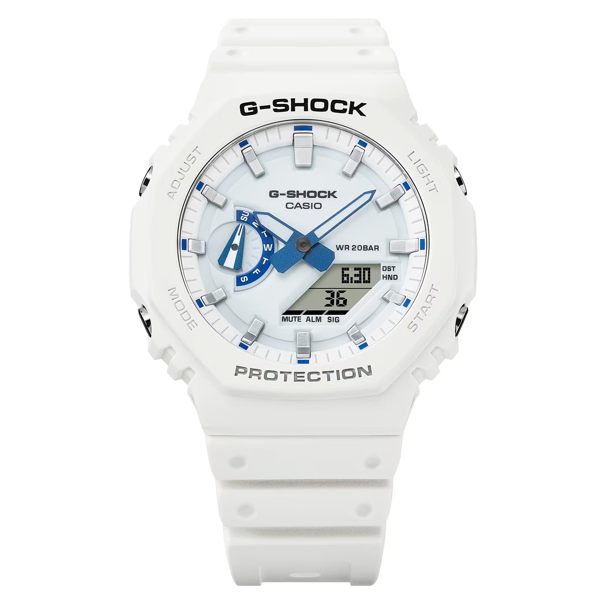 Casio G-Shock 2100 Series White Digi-Analogue Resin Strap Watch GA-2100HDS-7AER