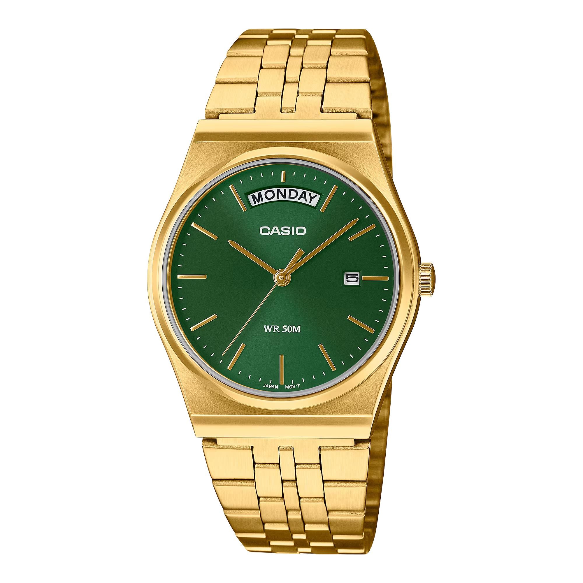 Casio Standard Quartz Green Dial Steel Strap Watch MTP-B146G-3AVEF