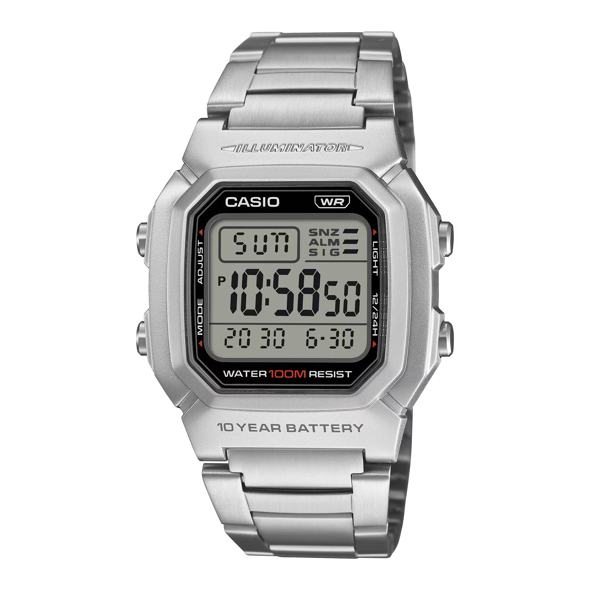 Casio Illuminator Digital Steel Strap Men's Watch W-800HD-1AVEF