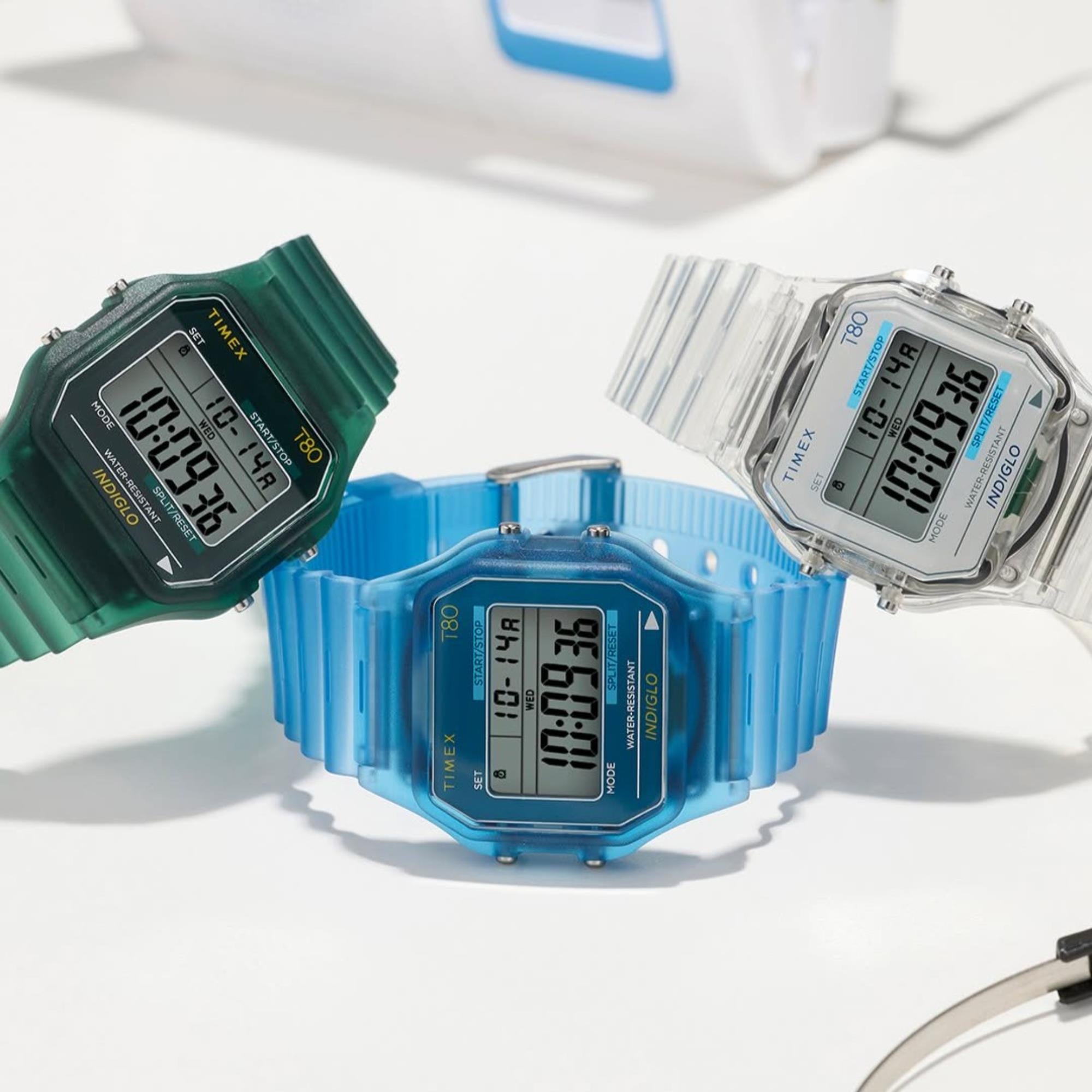Timex T80 Digital Translucent Strap Women's Watch TW2Y36400
