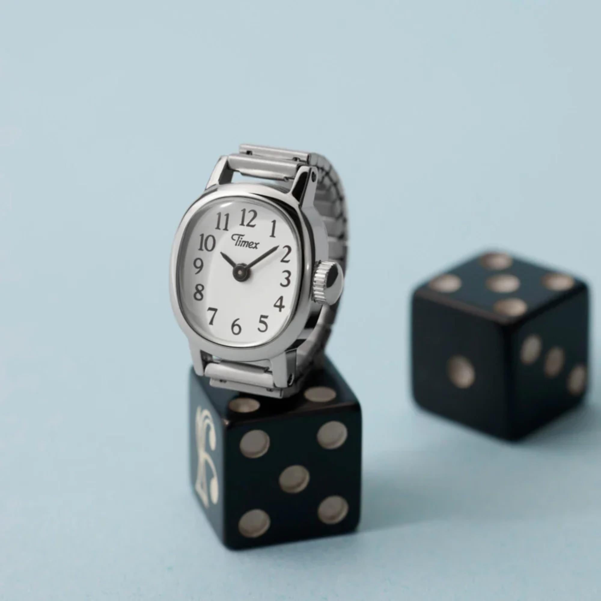 Timex Cavatina Silver Quartz White Dial Women's Ring Watch TW2Y70700