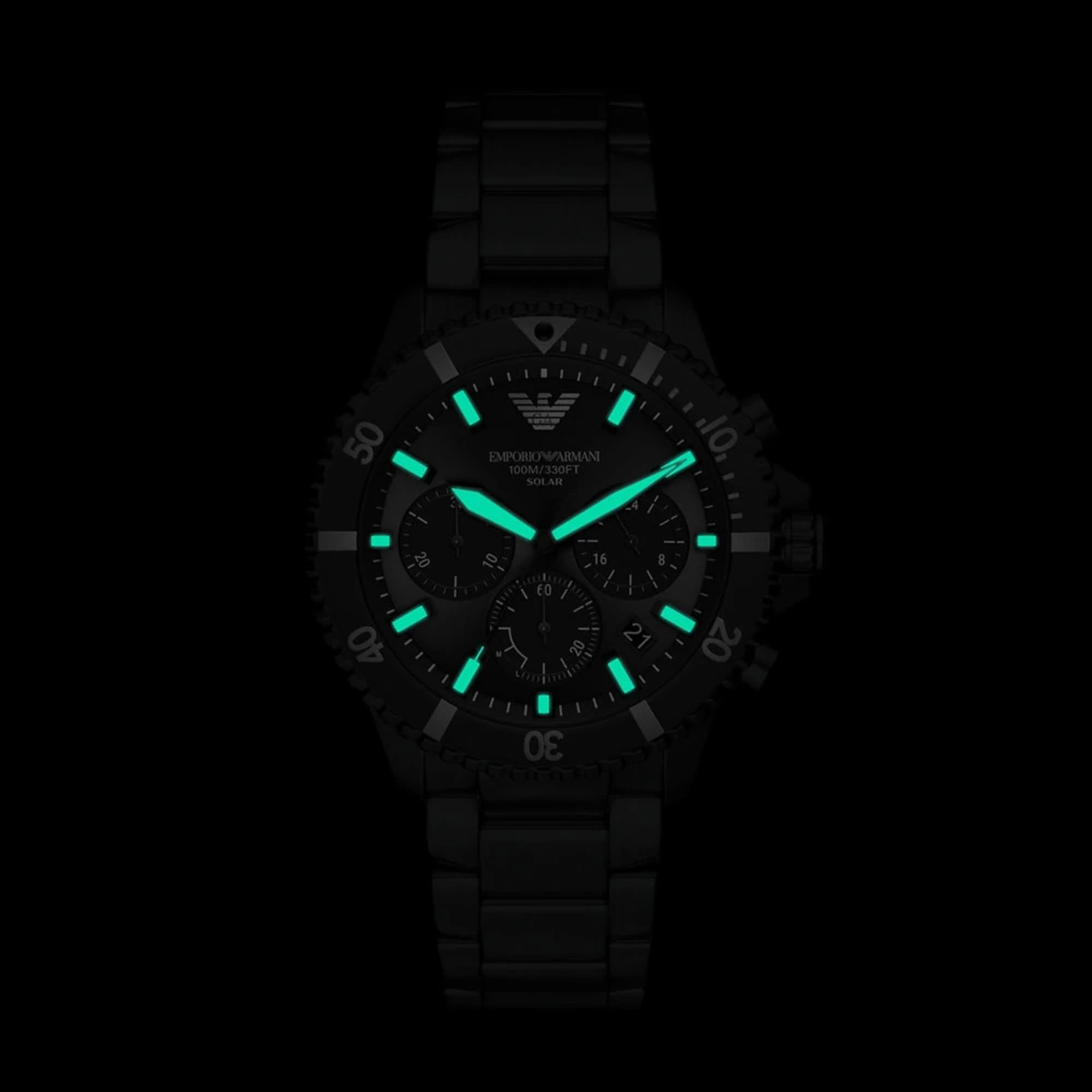 Emporio Armani Dario 43mm Black Dial Steel Mens Watch AR11784