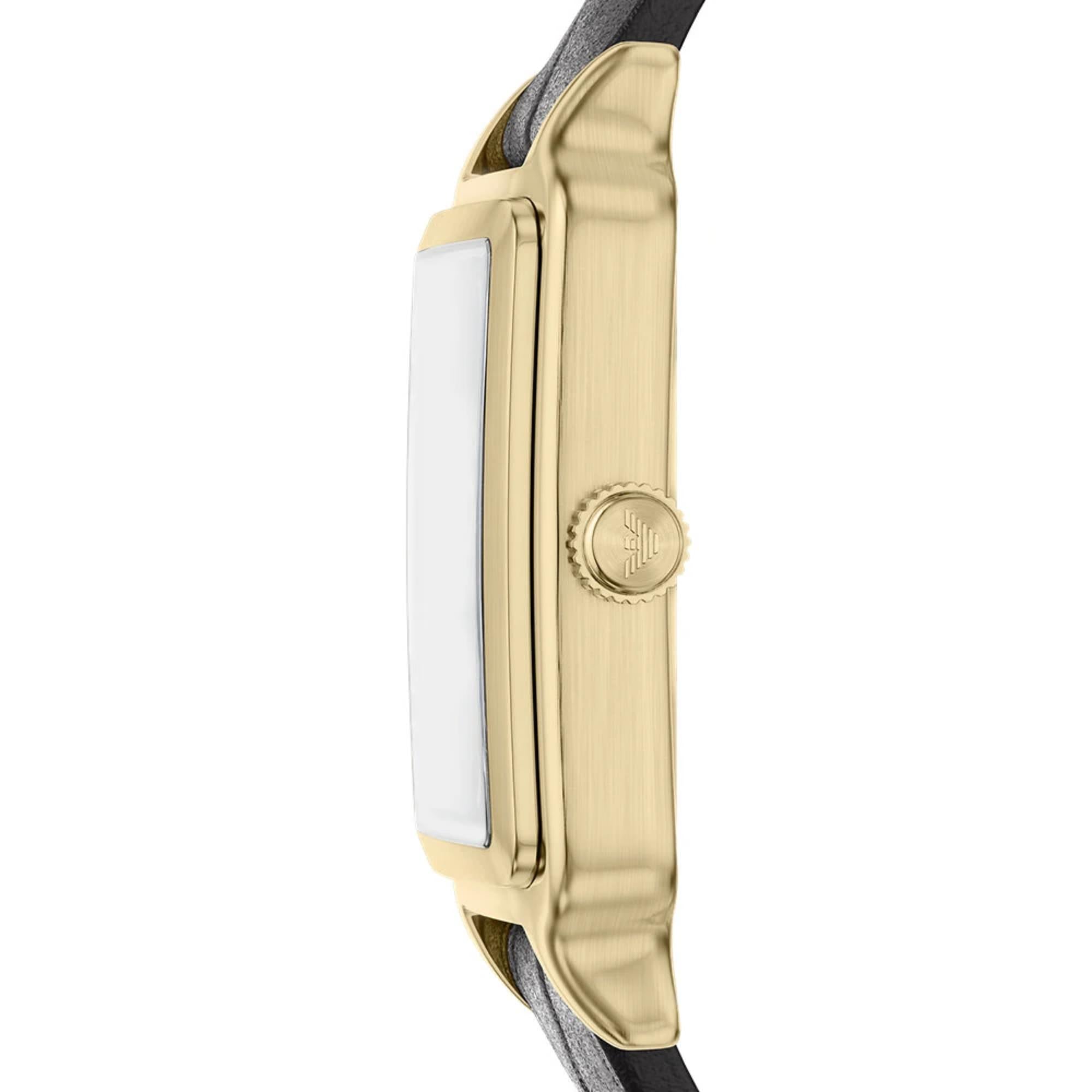 Emporio Armani Vintage Black Dial Leather Strap Women's Watch AR11757