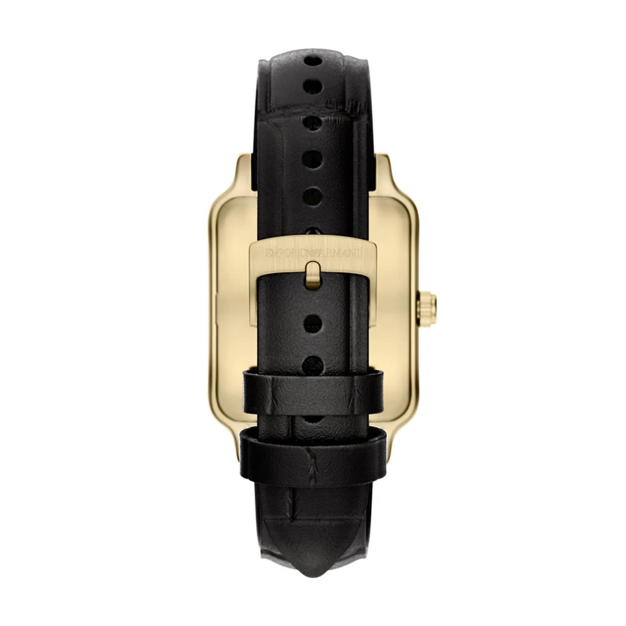 Emporio Armani Vintage Black Dial Leather Strap Women's Watch AR11757