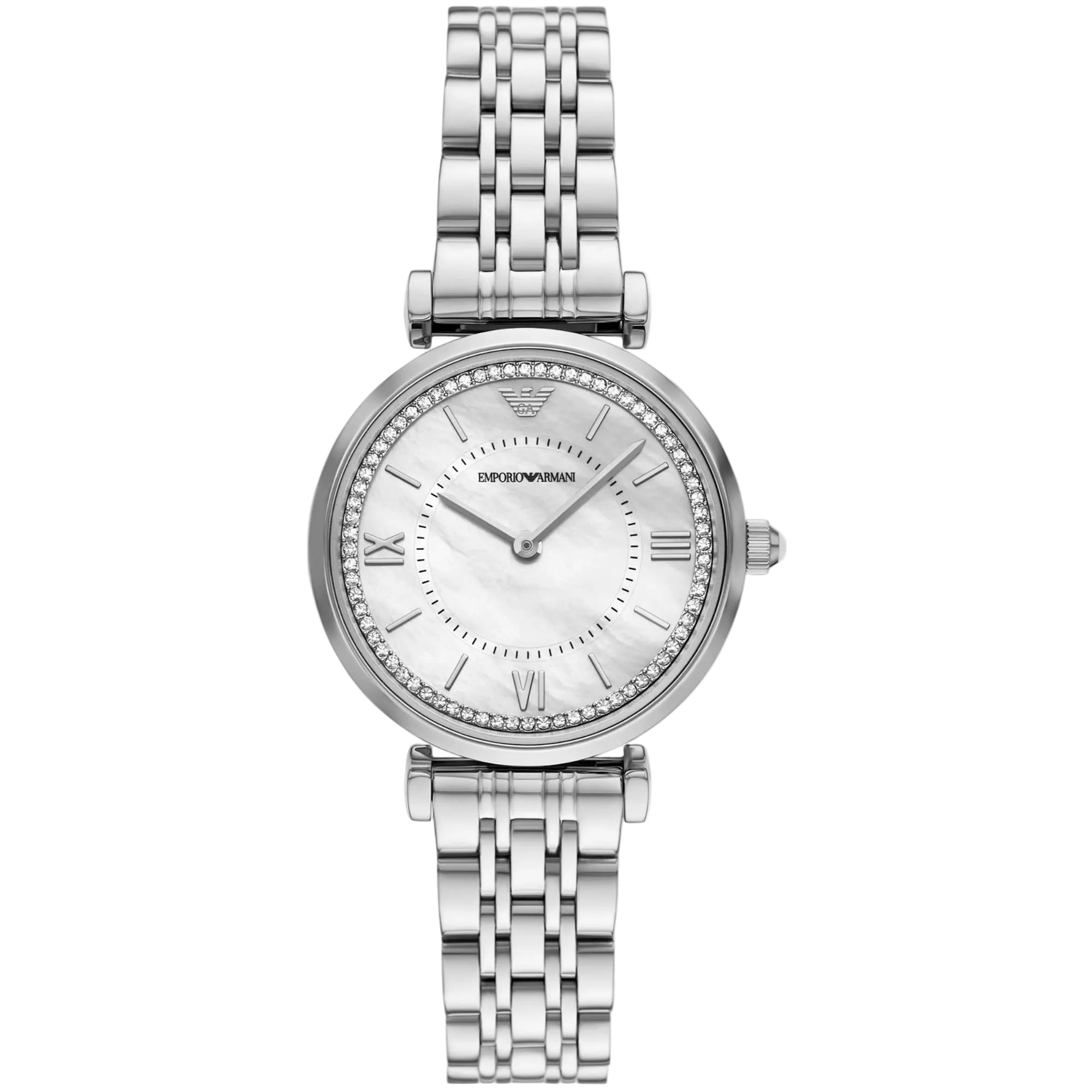 Emporio Armani Gianni T-bar 32mm White Dial Steel Ladies Quartz Watch AR11701