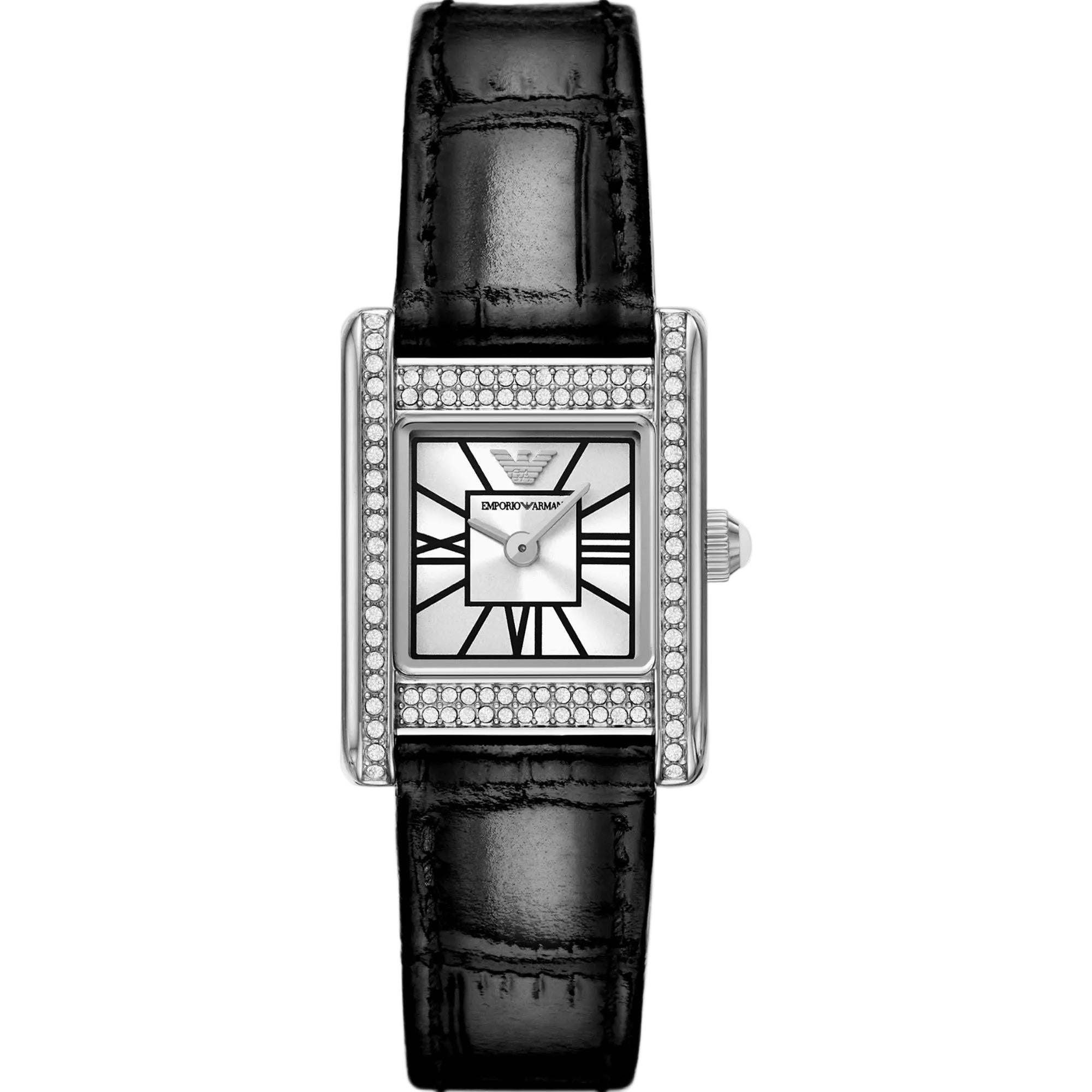 Emporio Armani 20mm Silver Leather Ladies Quartz Watch AR11660
