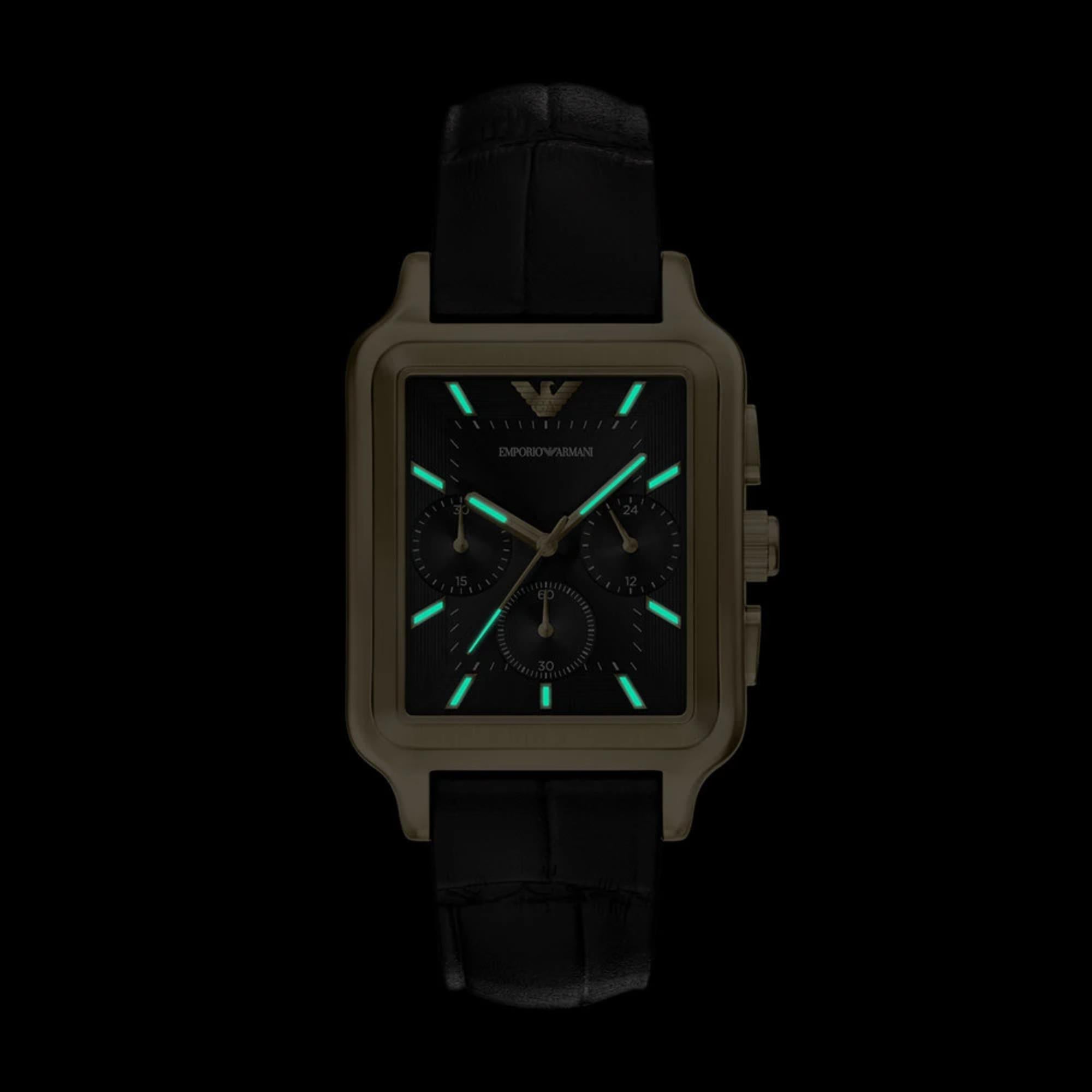 Emporio Armani Diego Chronograph Black Dial Leather Strap Men's Watch AR11753