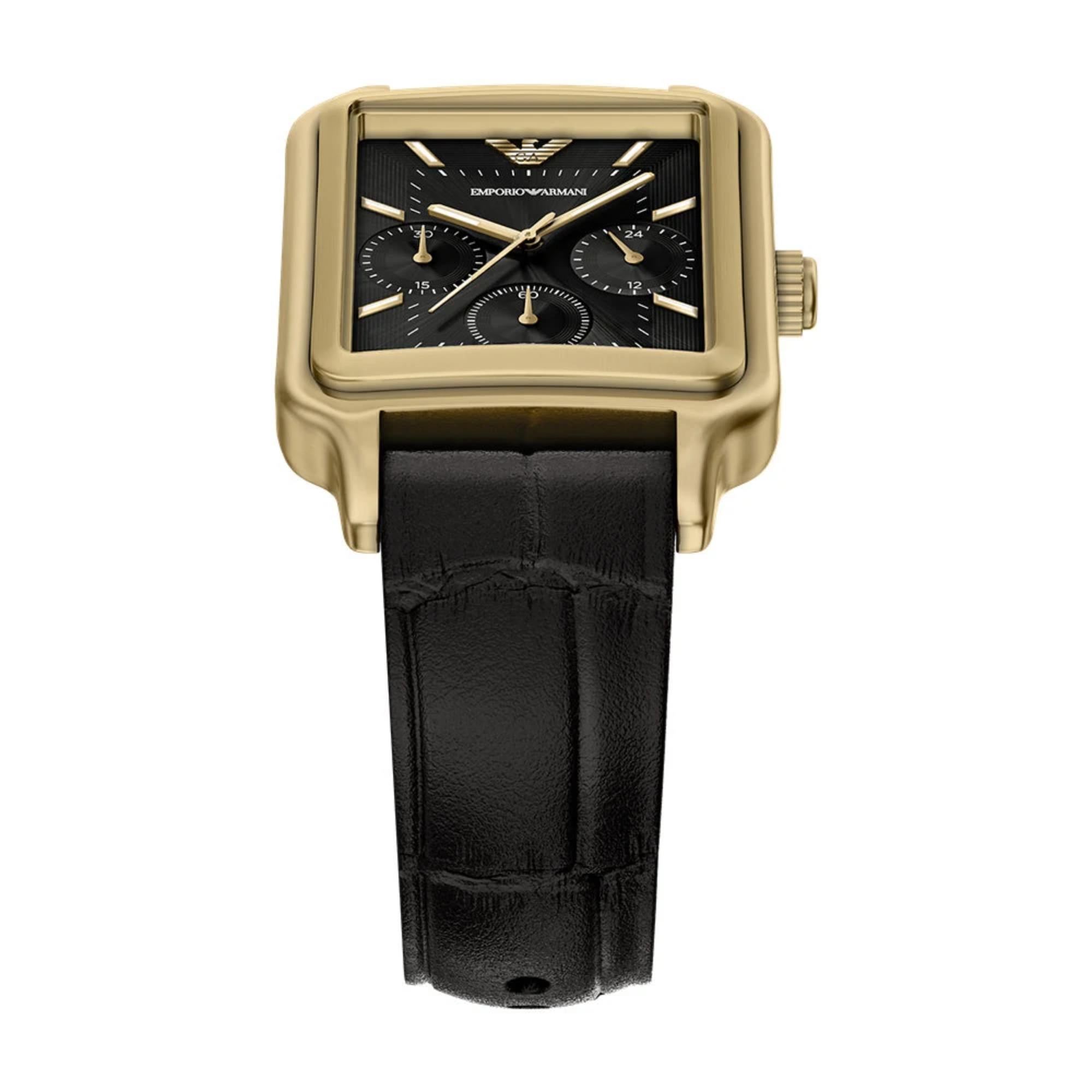 Emporio Armani Diego Chronograph Black Dial Leather Strap Men's Watch AR11753
