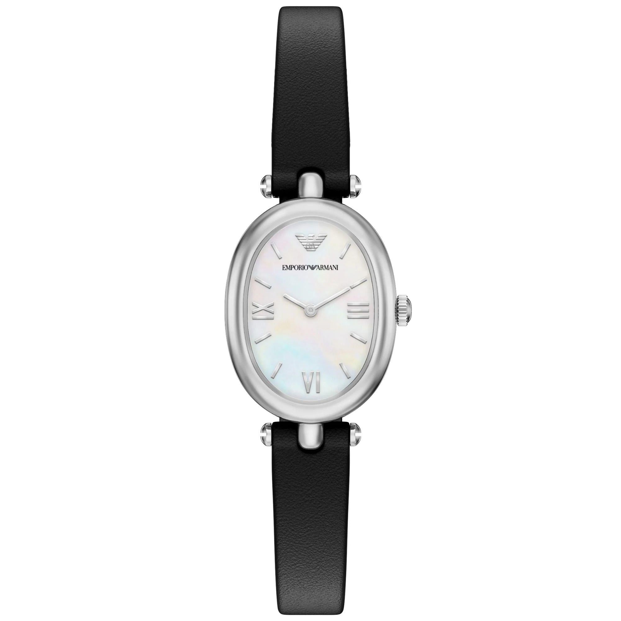 Emporio Armani Sinfonia 22mm White Mother Of Pearl Dial Leather Ladies Quartz Watch AR11778