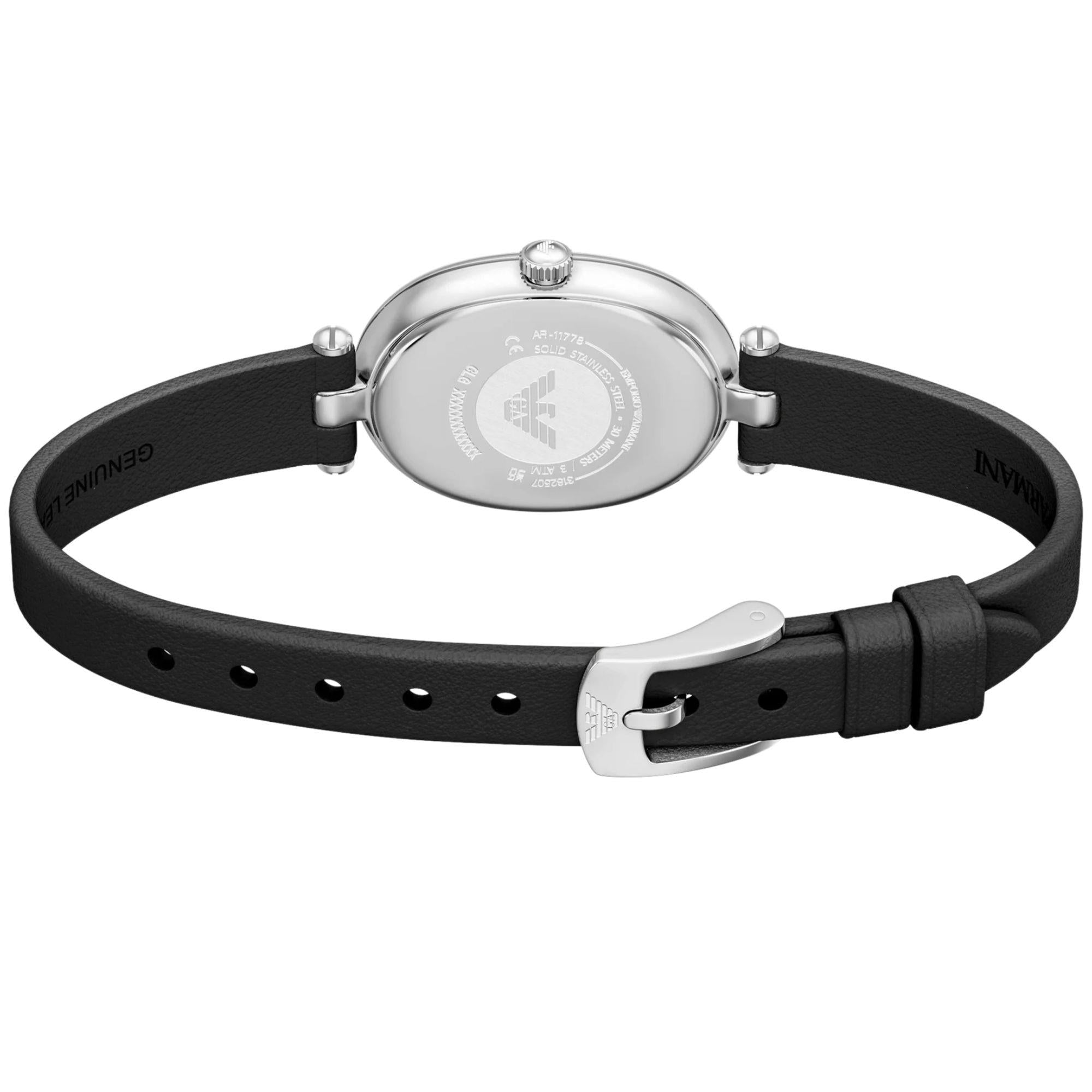 Emporio Armani Sinfonia 22mm White Mother Of Pearl Dial Leather Ladies Quartz Watch AR11778