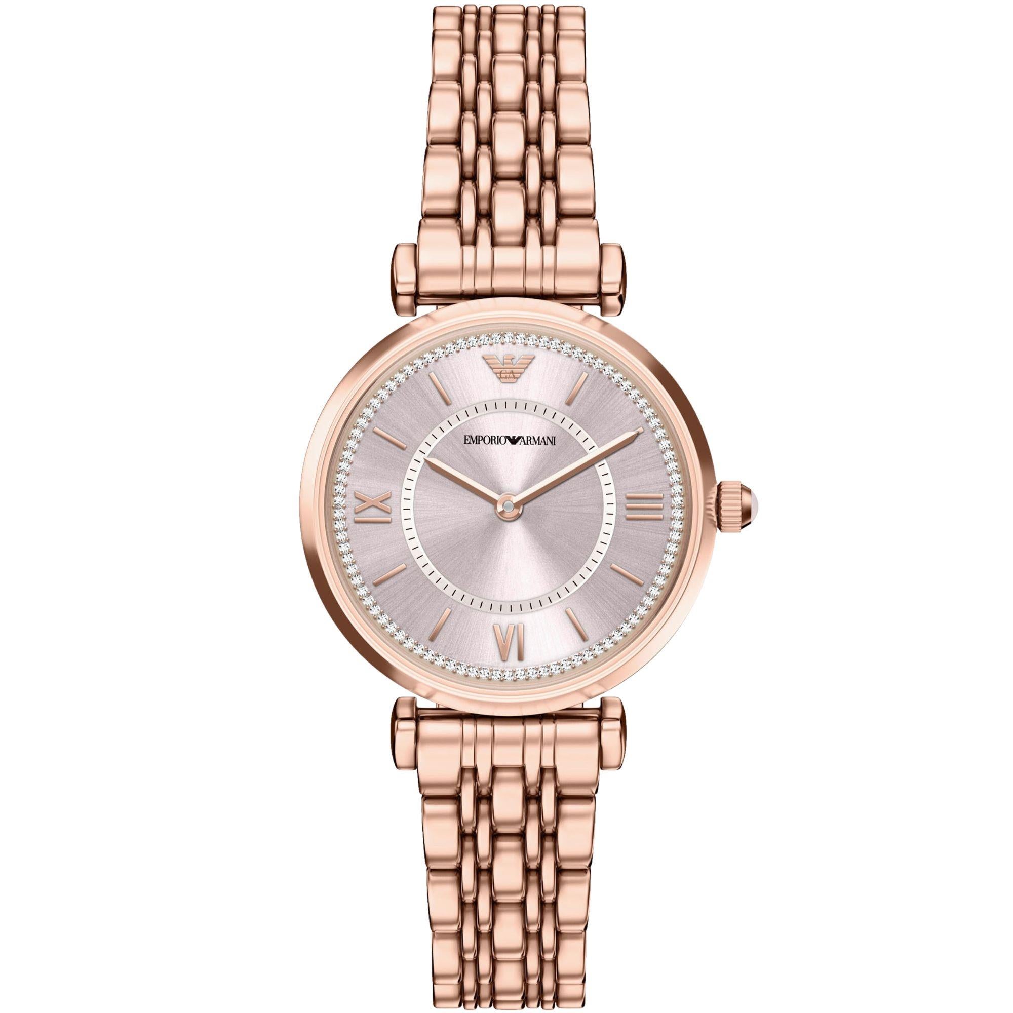 Emporio Armani Light Pink Sunray Dial Steel Strap Women's Watch AR11767