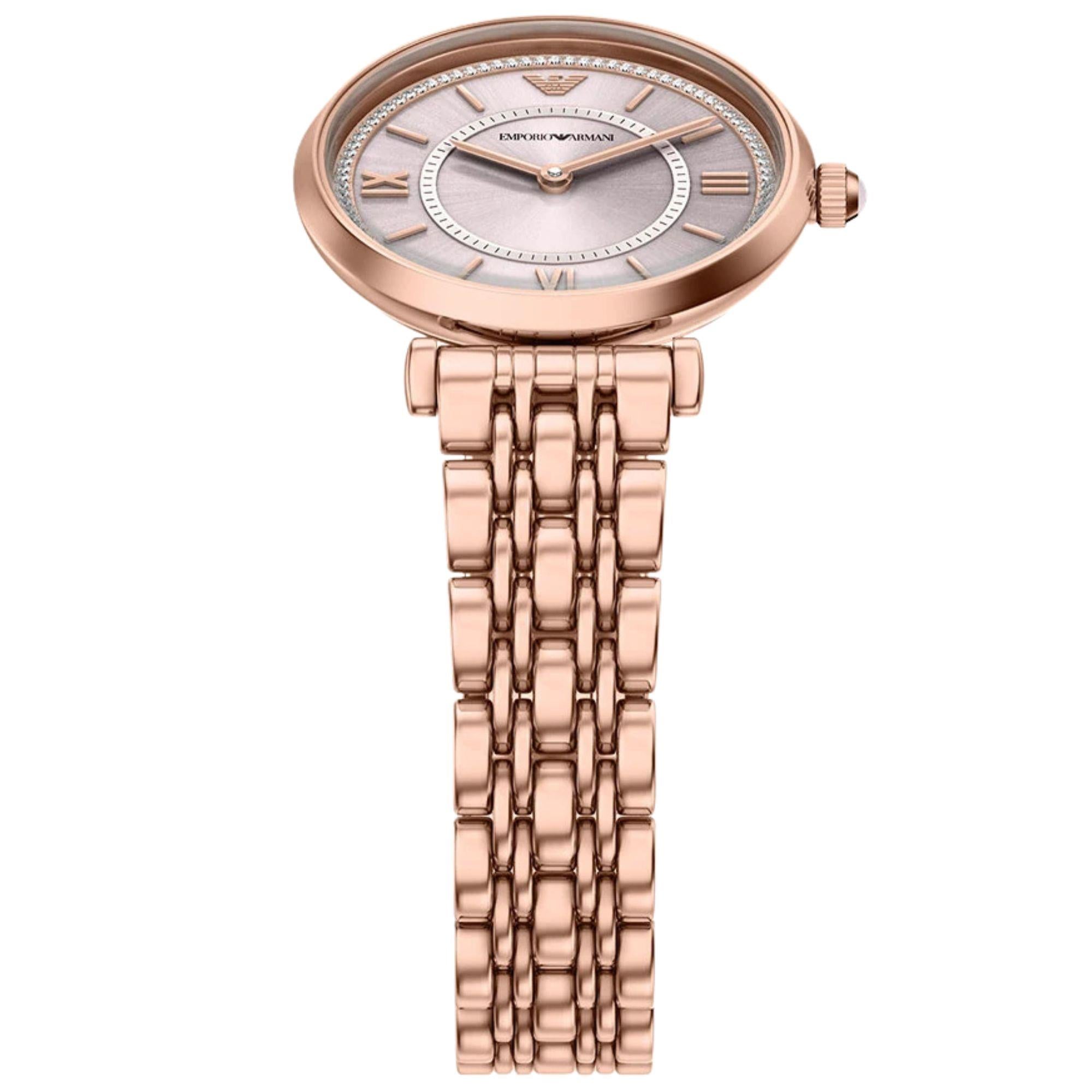 Emporio Armani Light Pink Sunray Dial Steel Strap Women's Watch AR11767